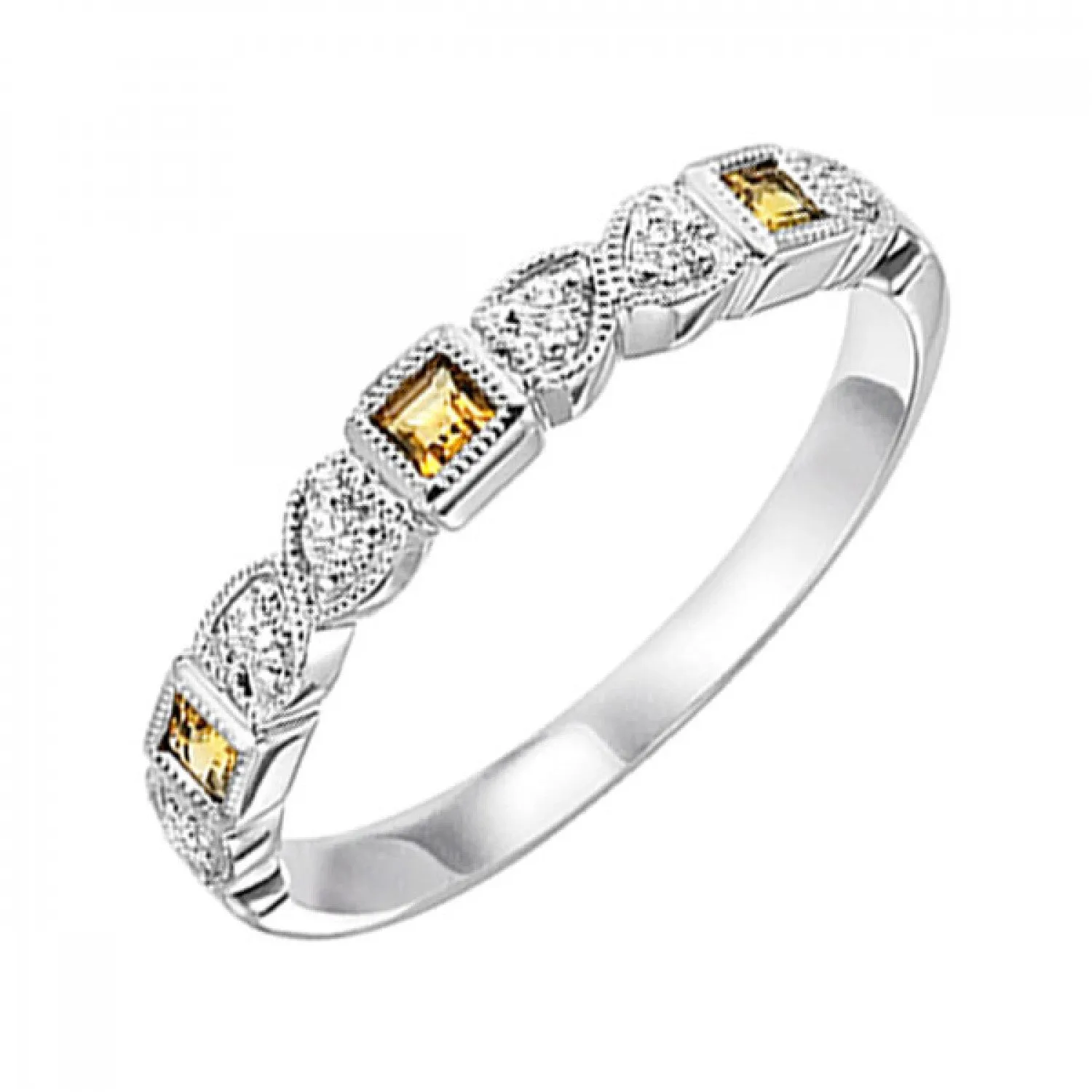 10KT Stackable Princess Cut Gemstone Ring