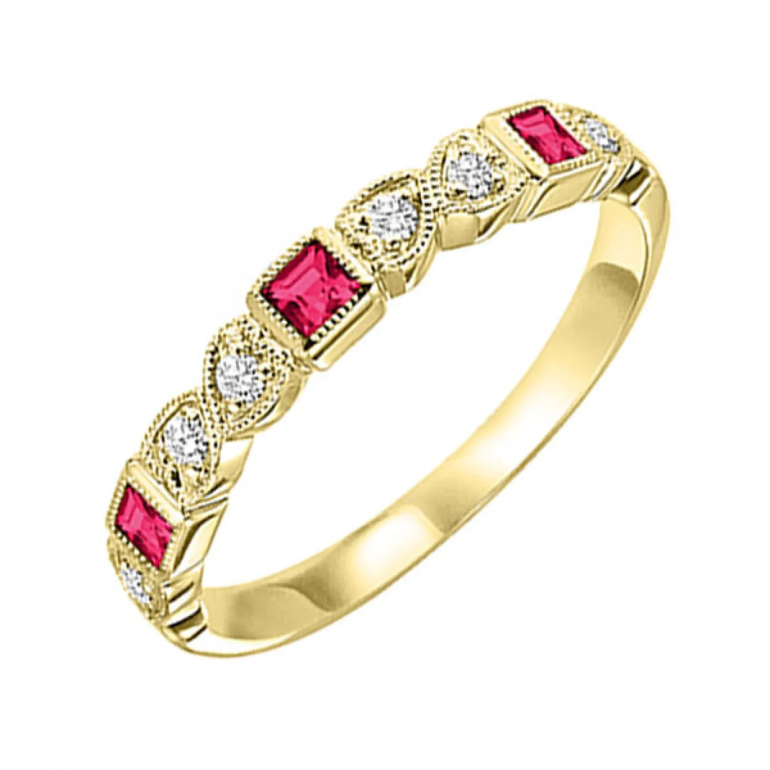 10KT Stackable Princess Cut Gemstone Ring