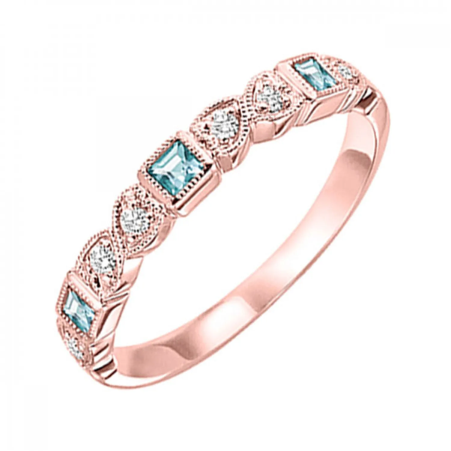 10KT Stackable Princess Cut Gemstone Ring