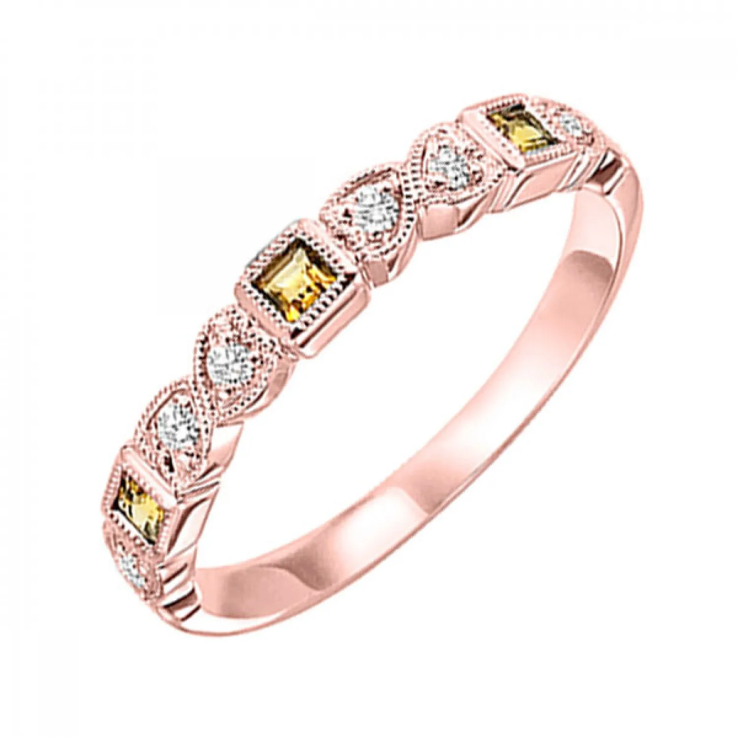 10KT Stackable Princess Cut Gemstone Ring