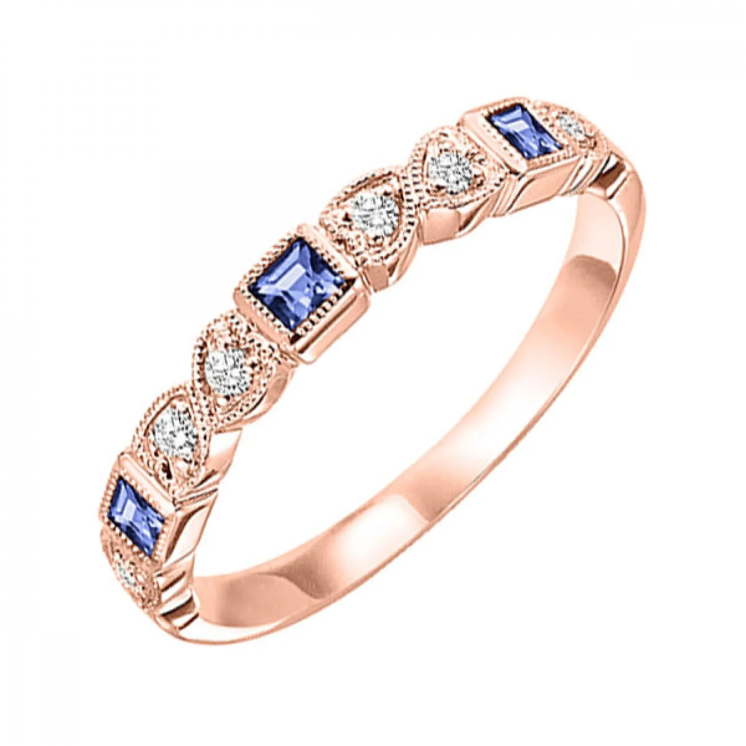 10KT Stackable Princess Cut Gemstone Ring