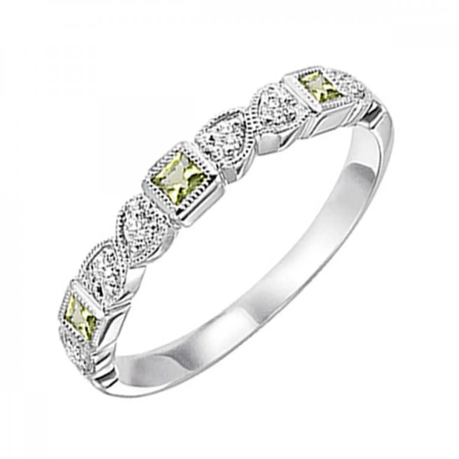 10KT Stackable Princess Cut Gemstone Ring
