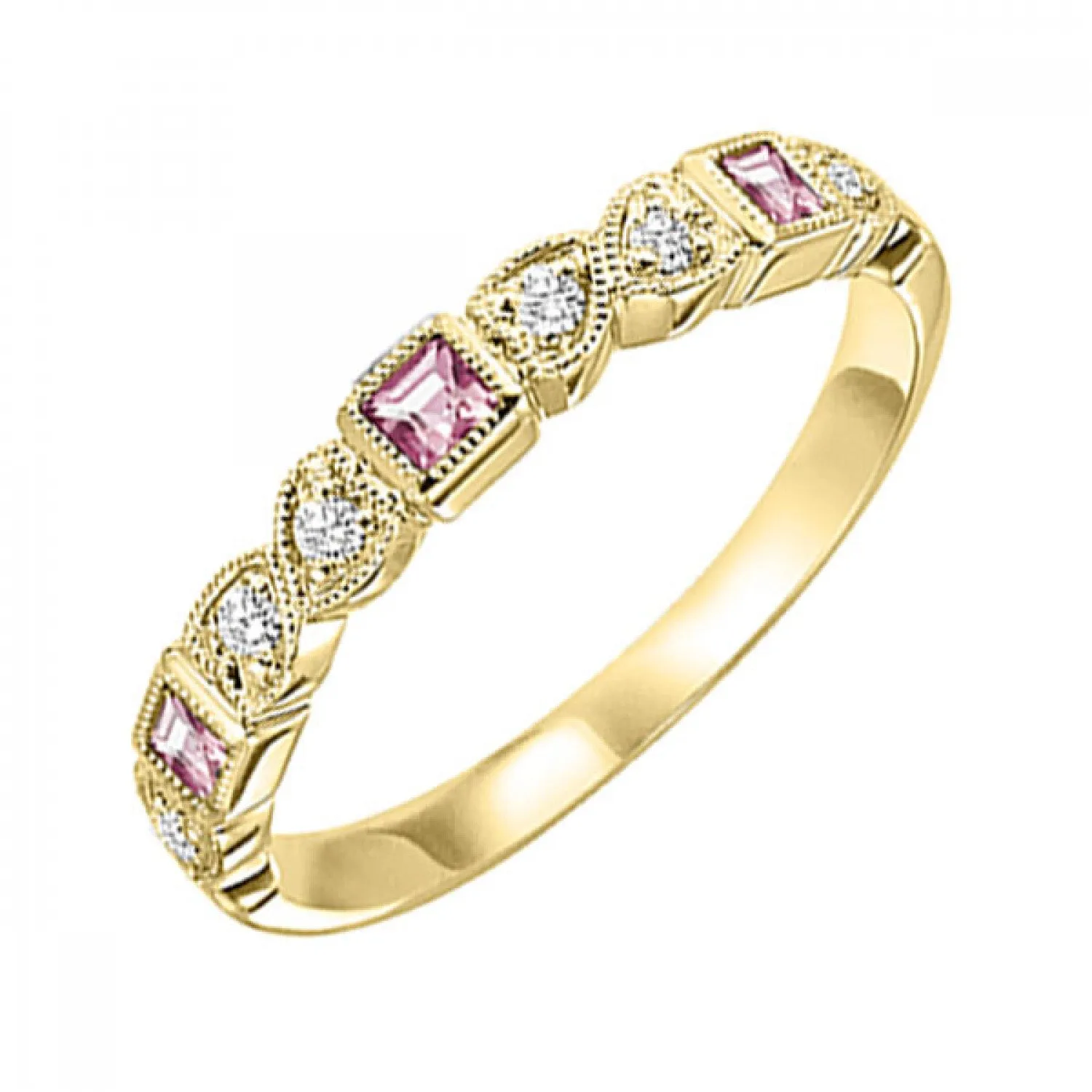 10KT Stackable Princess Cut Gemstone Ring