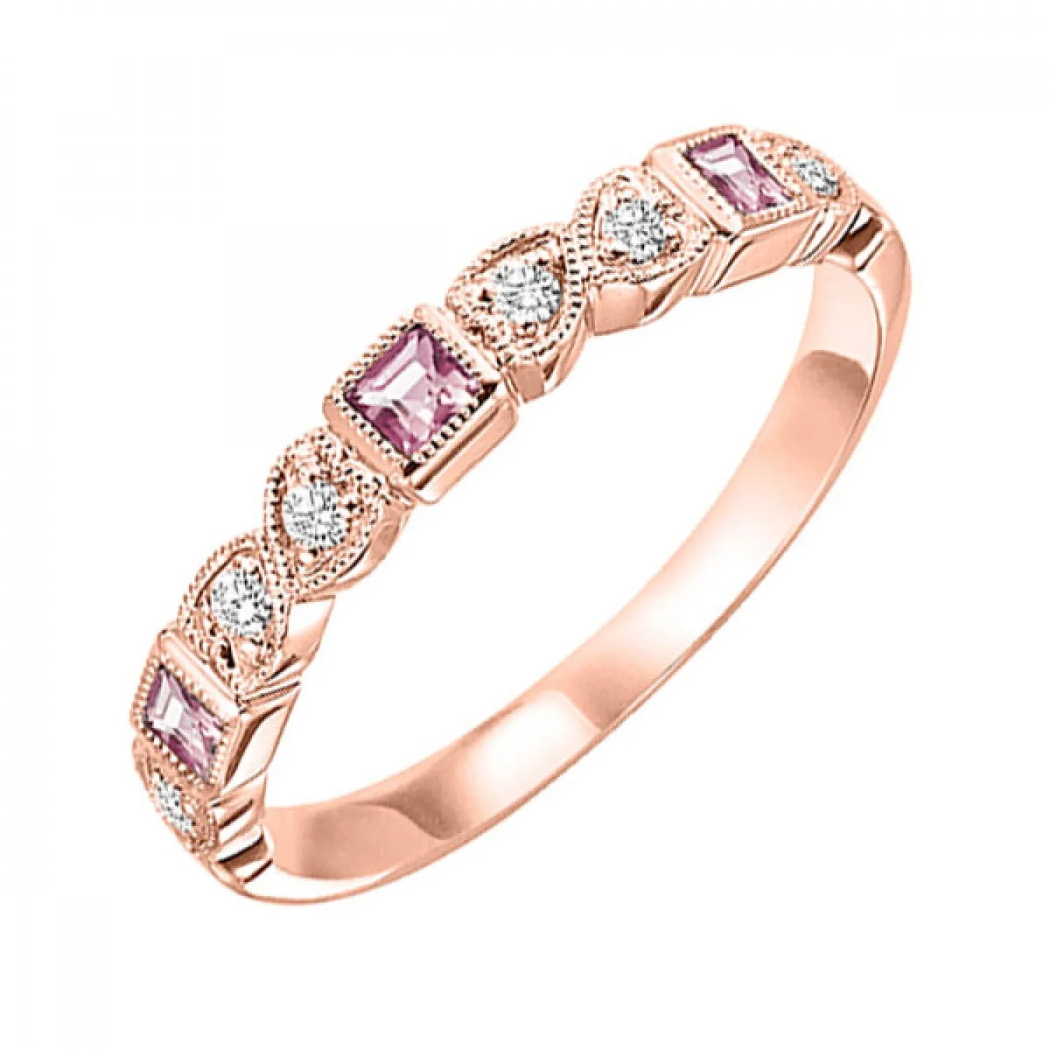 10KT Stackable Princess Cut Gemstone Ring