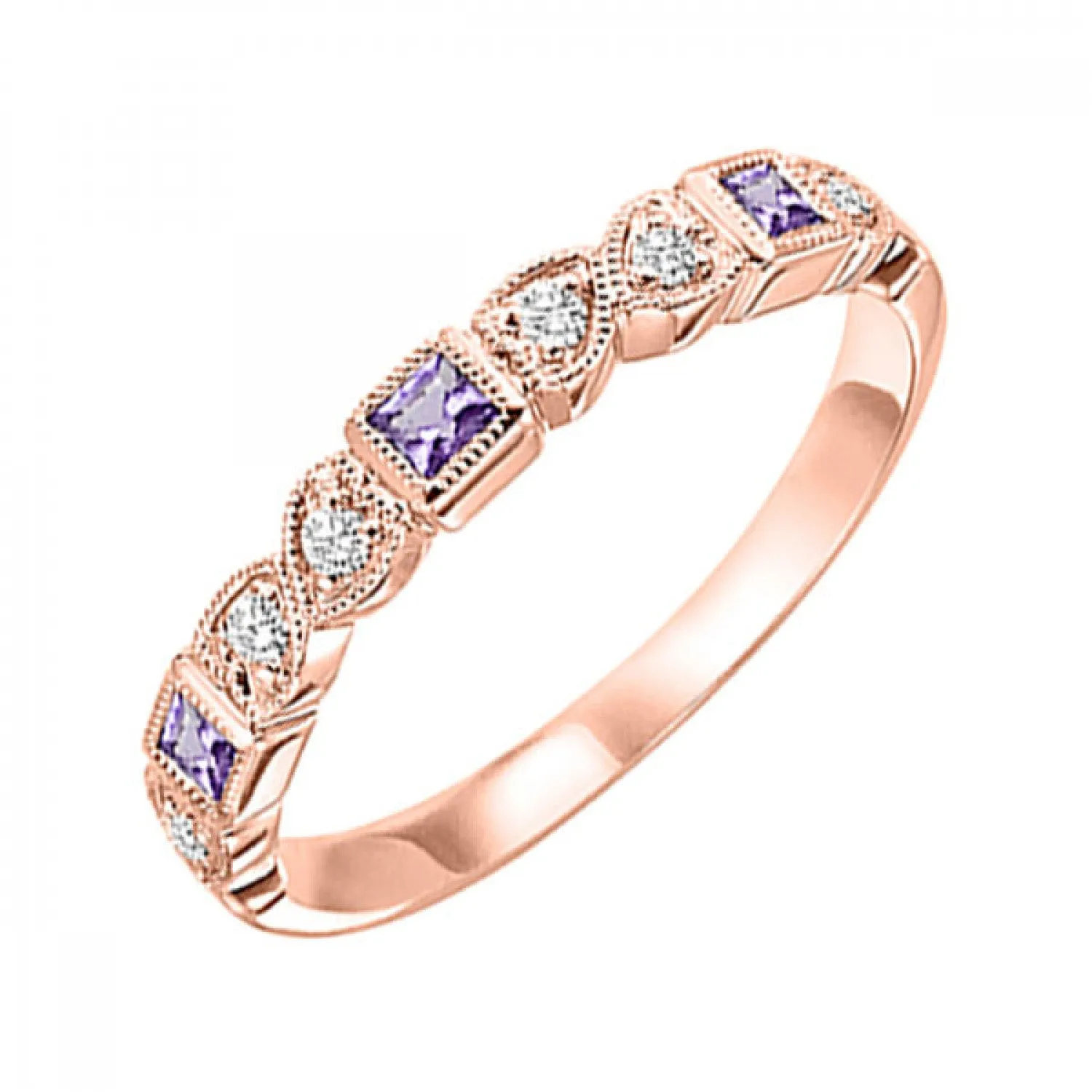 10KT Stackable Princess Cut Gemstone Ring