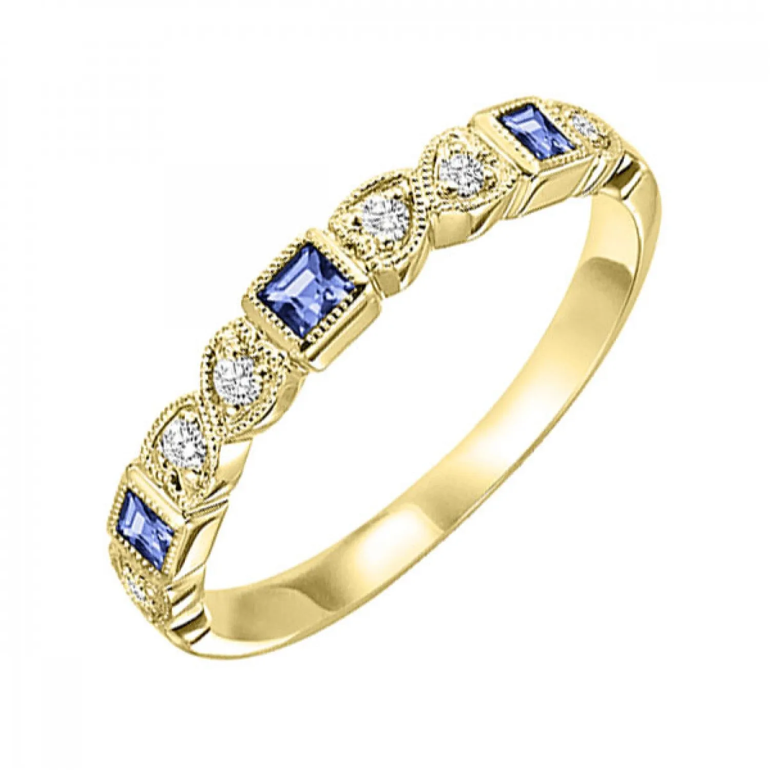 10KT Stackable Princess Cut Gemstone Ring