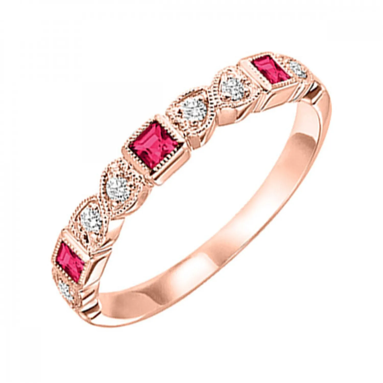 10KT Stackable Princess Cut Gemstone Ring