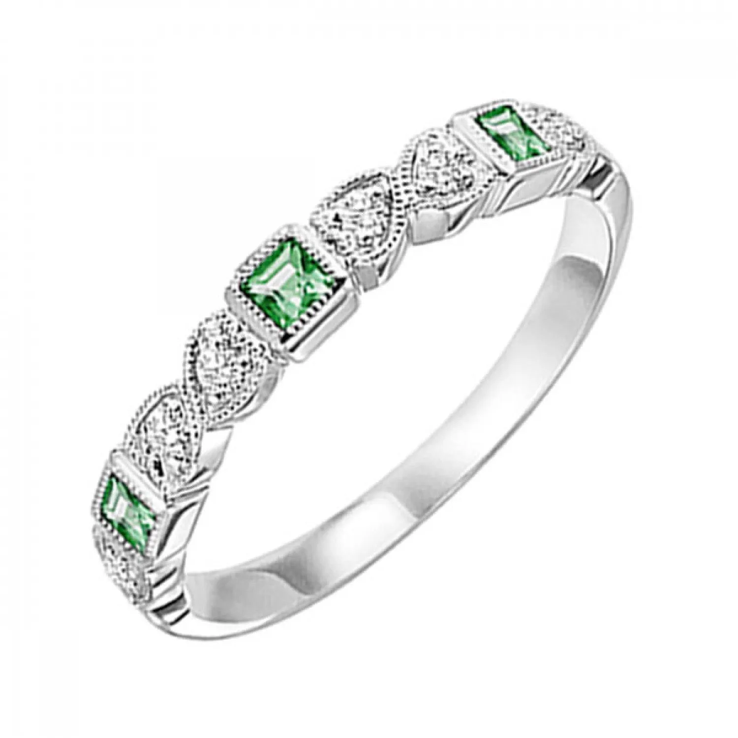 10KT Stackable Princess Cut Gemstone Ring
