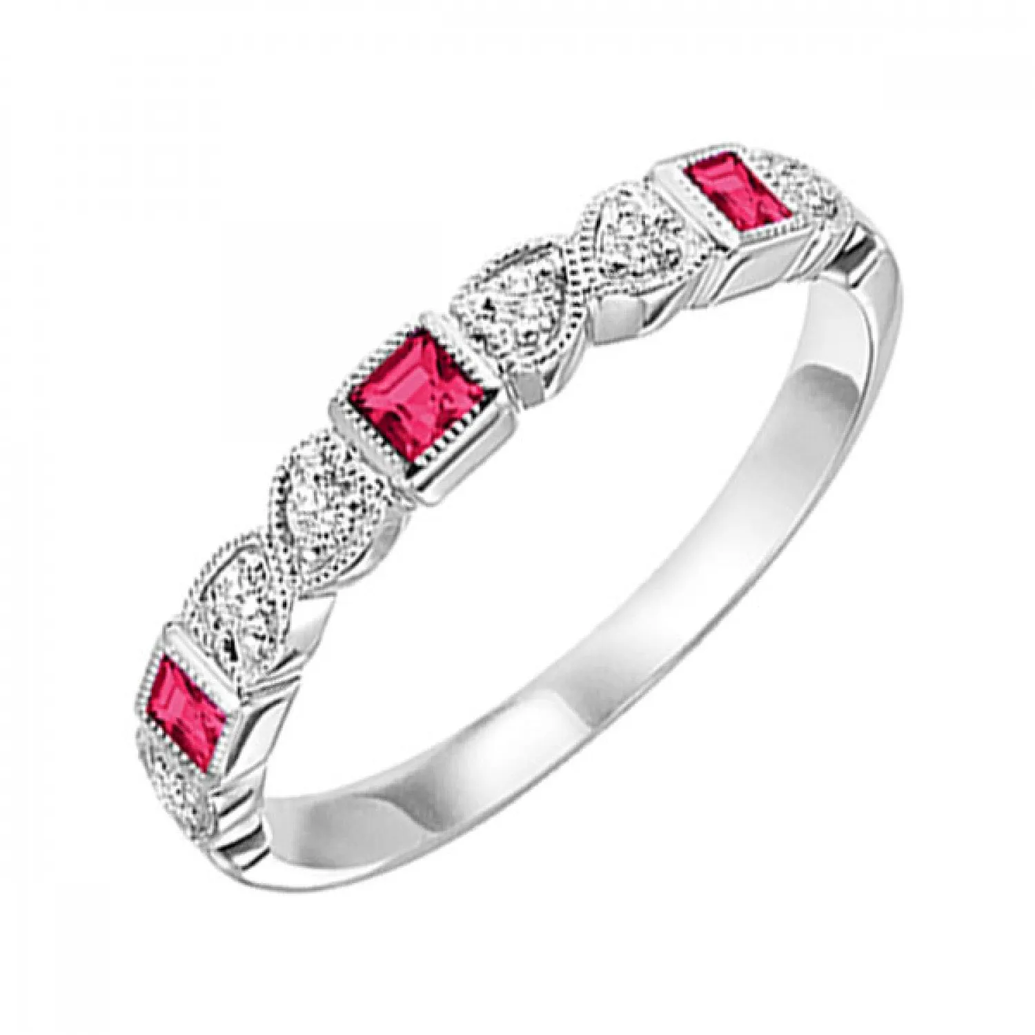 10KT Stackable Princess Cut Gemstone Ring
