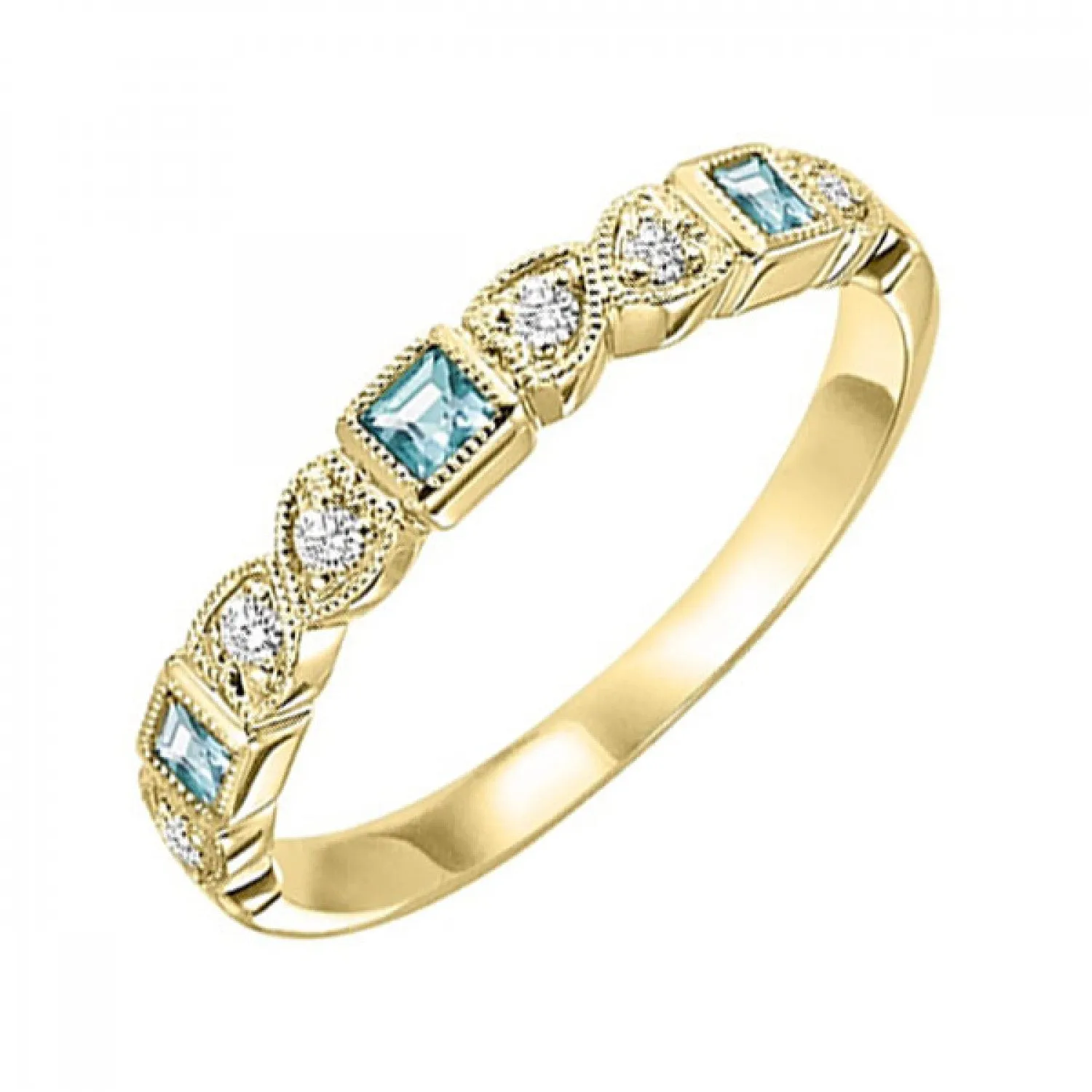 10KT Stackable Princess Cut Gemstone Ring