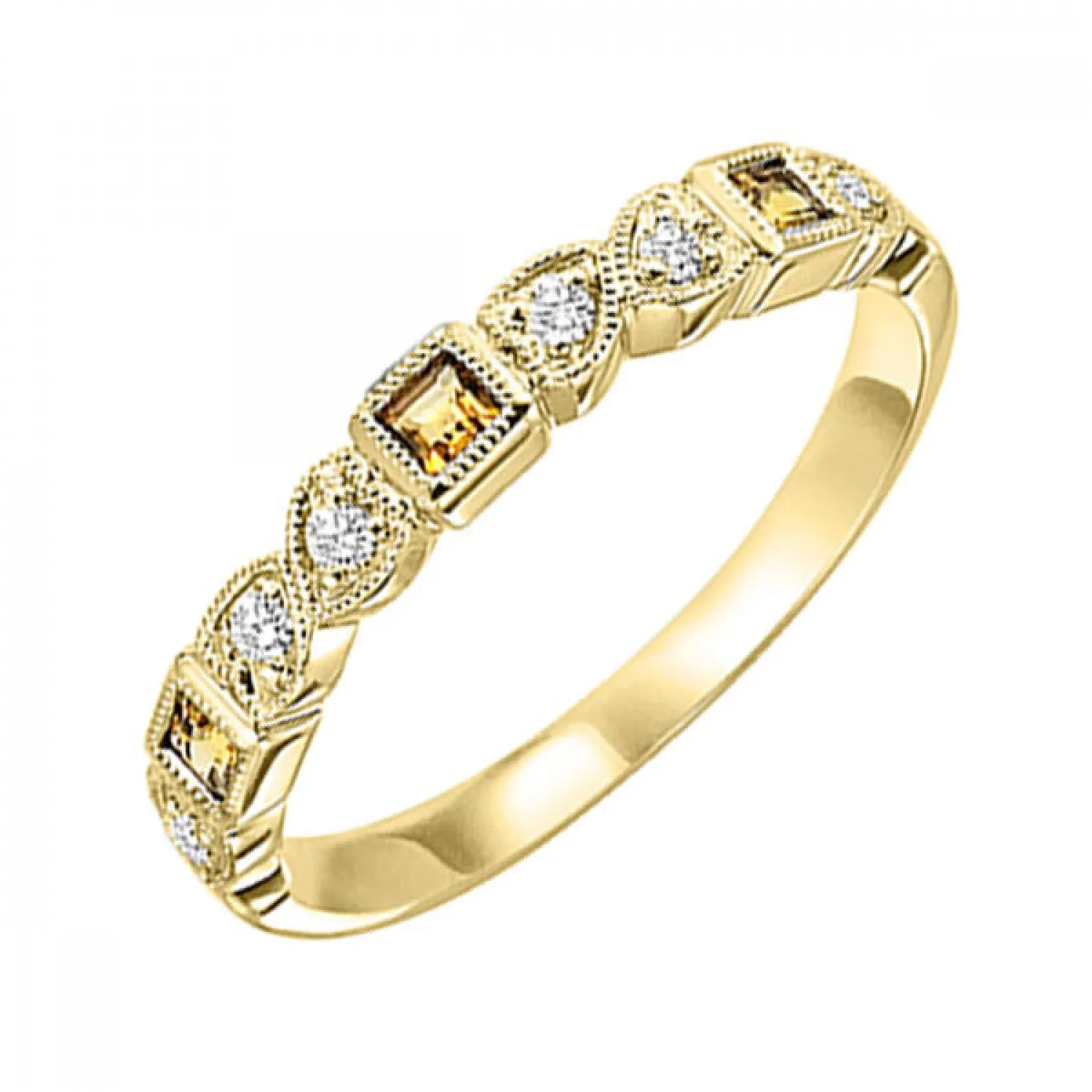 10KT Stackable Princess Cut Gemstone Ring