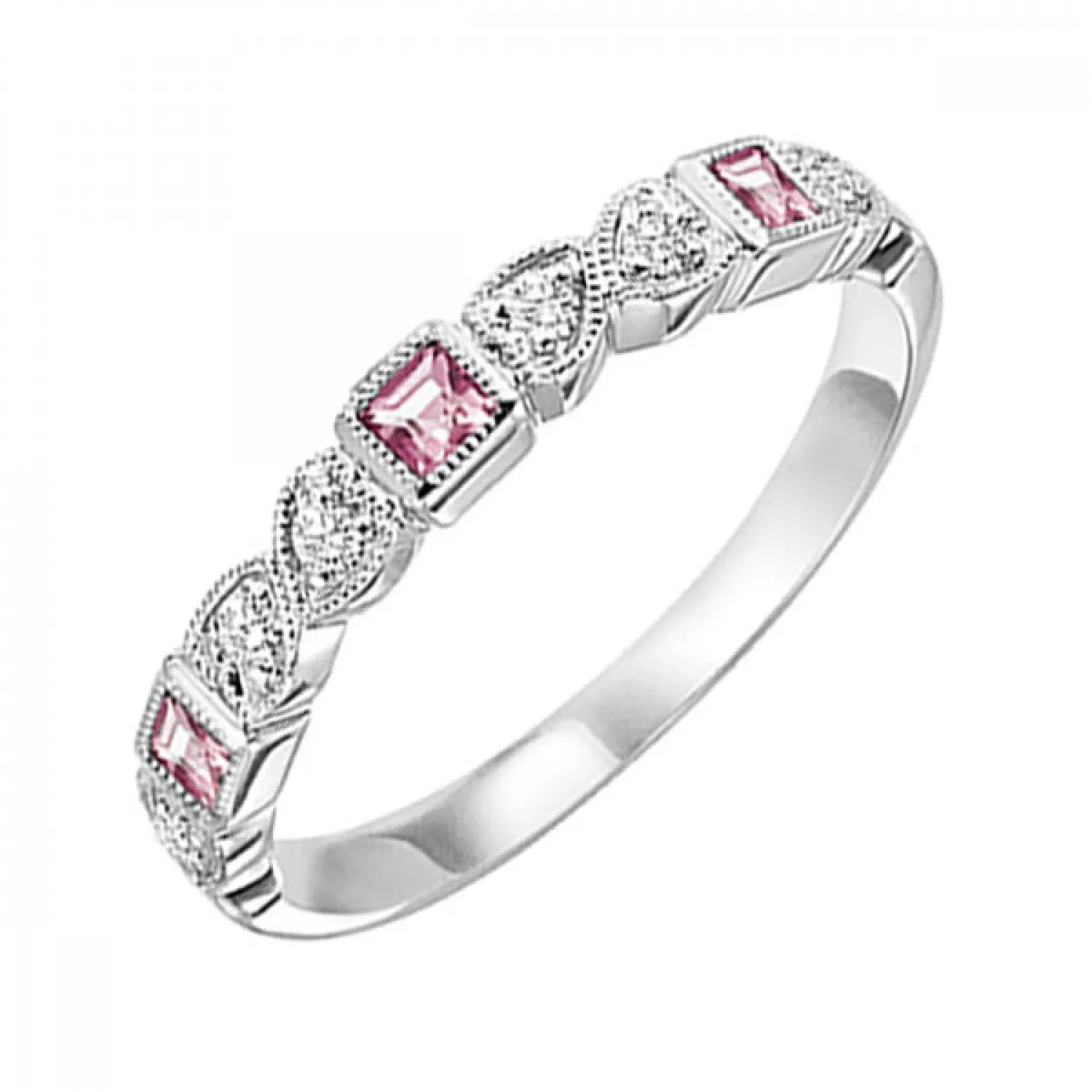 10KT Stackable Princess Cut Gemstone Ring