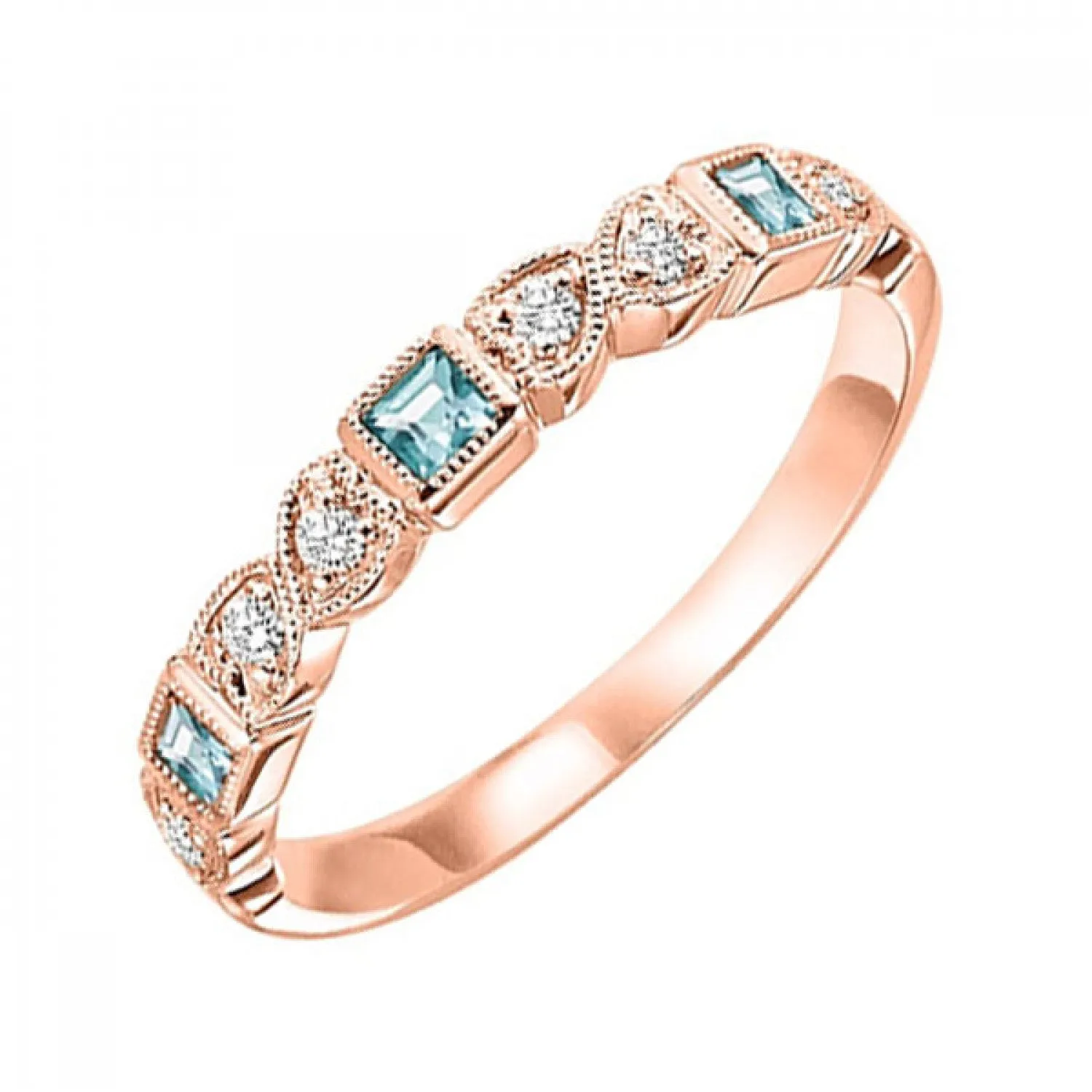 10KT Stackable Princess Cut Gemstone Ring