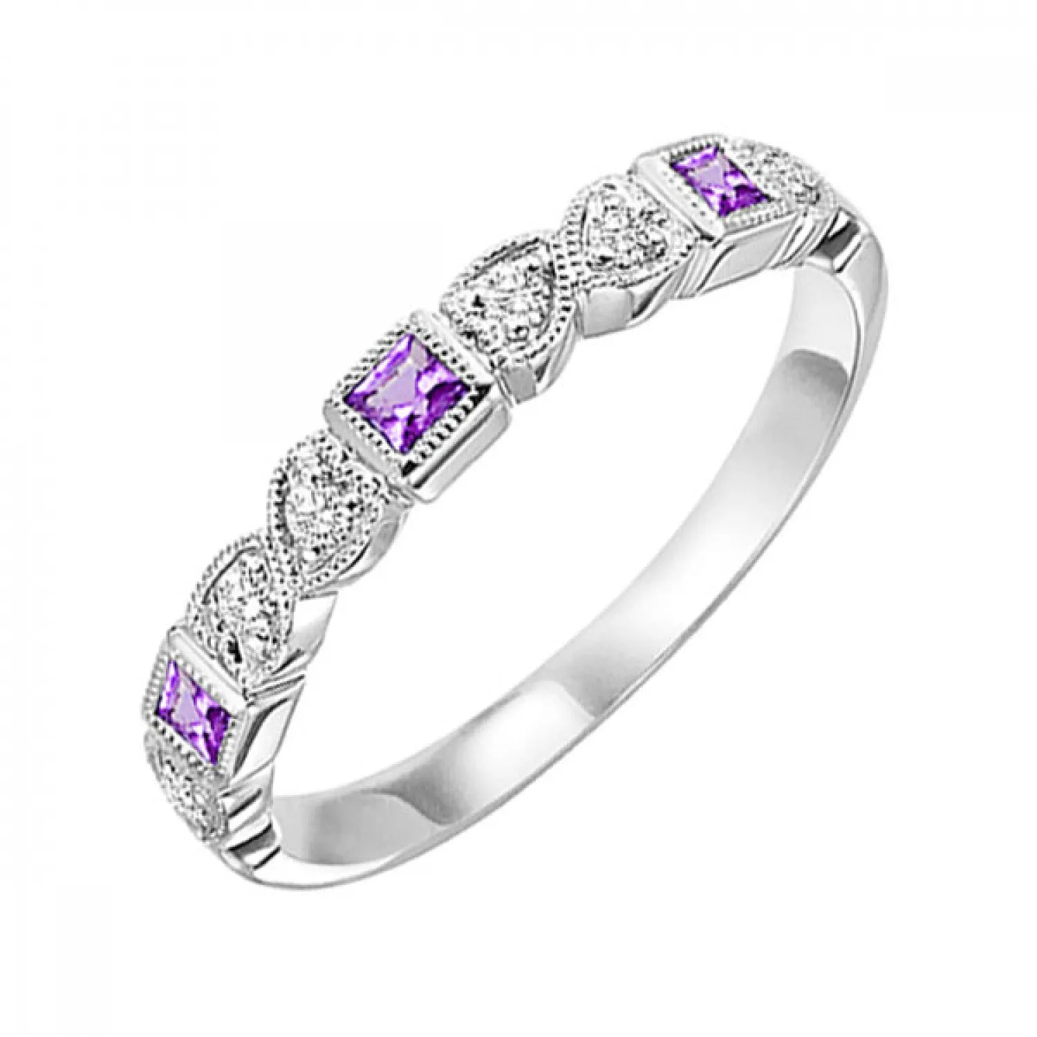 10KT Stackable Princess Cut Gemstone Ring