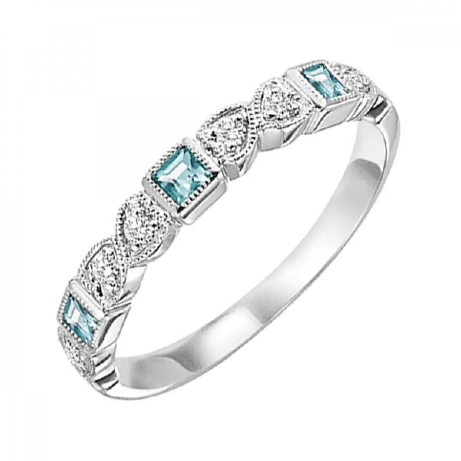 10KT Stackable Princess Cut Gemstone Ring