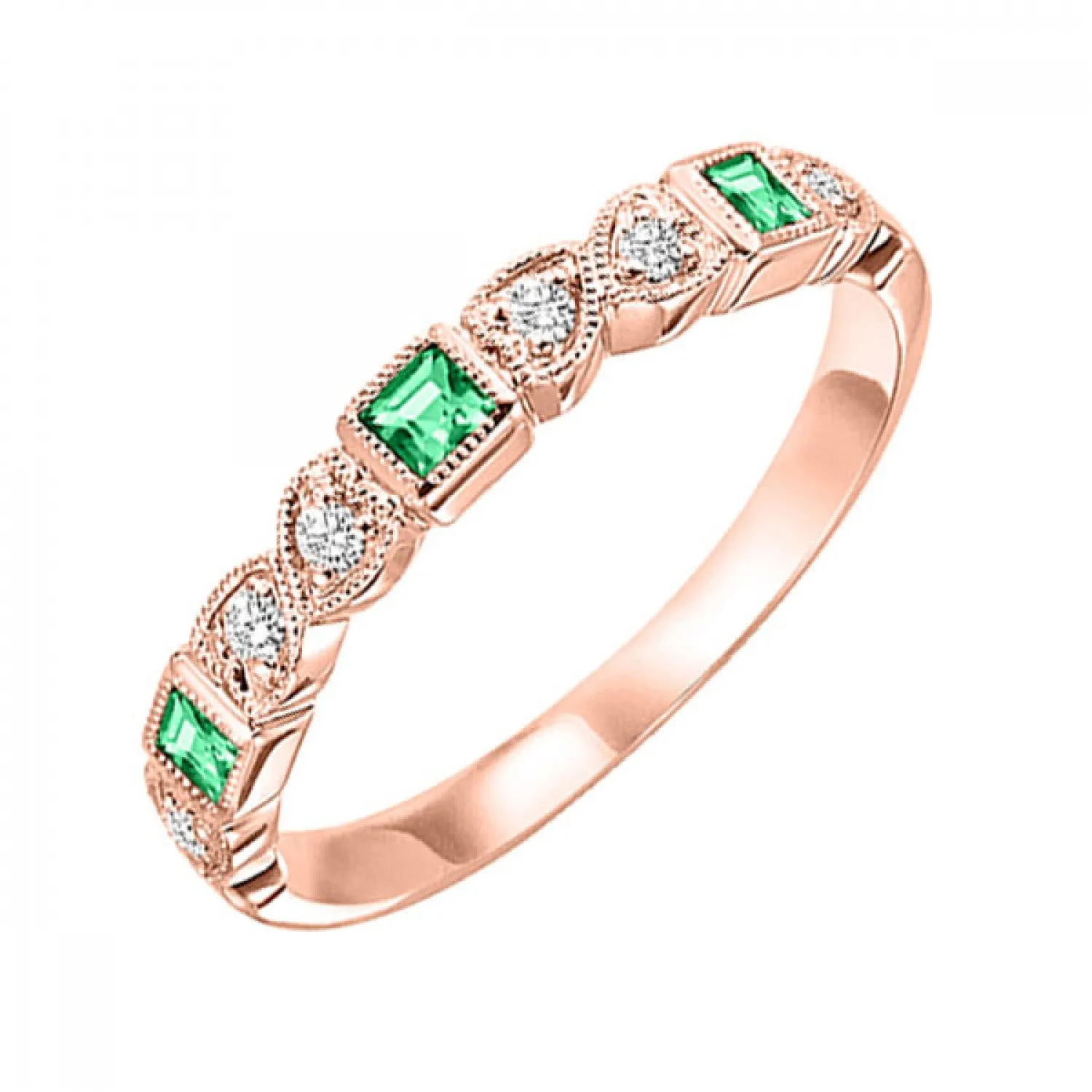 10KT Stackable Princess Cut Gemstone Ring