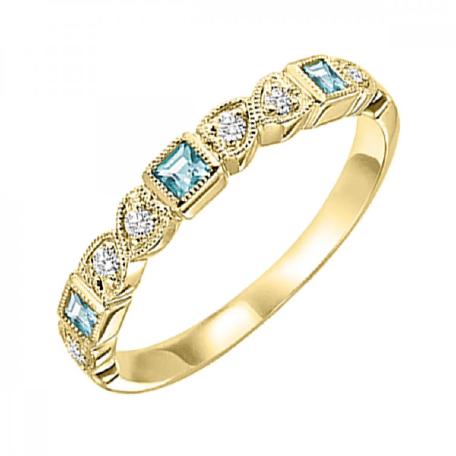 10KT Stackable Princess Cut Gemstone Ring