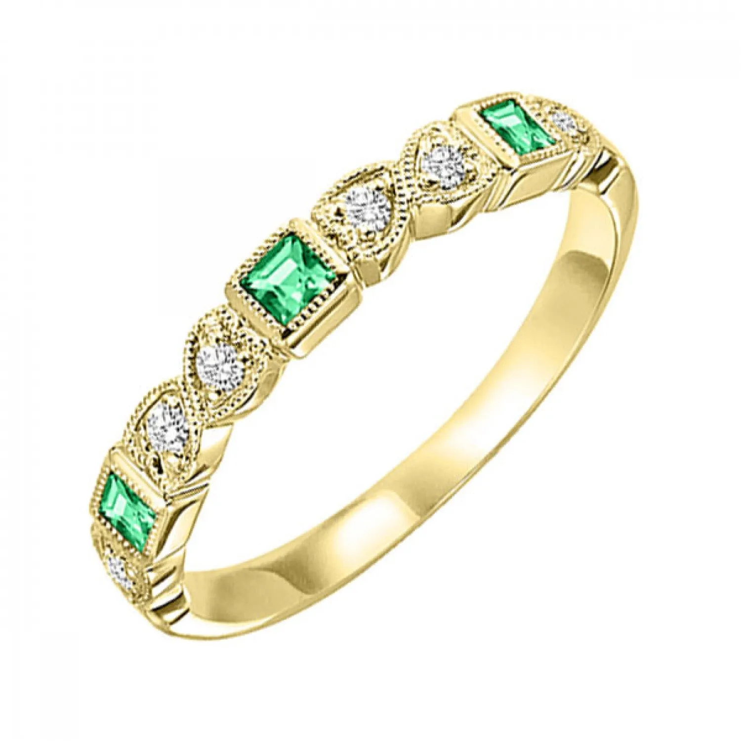 10KT Stackable Princess Cut Gemstone Ring