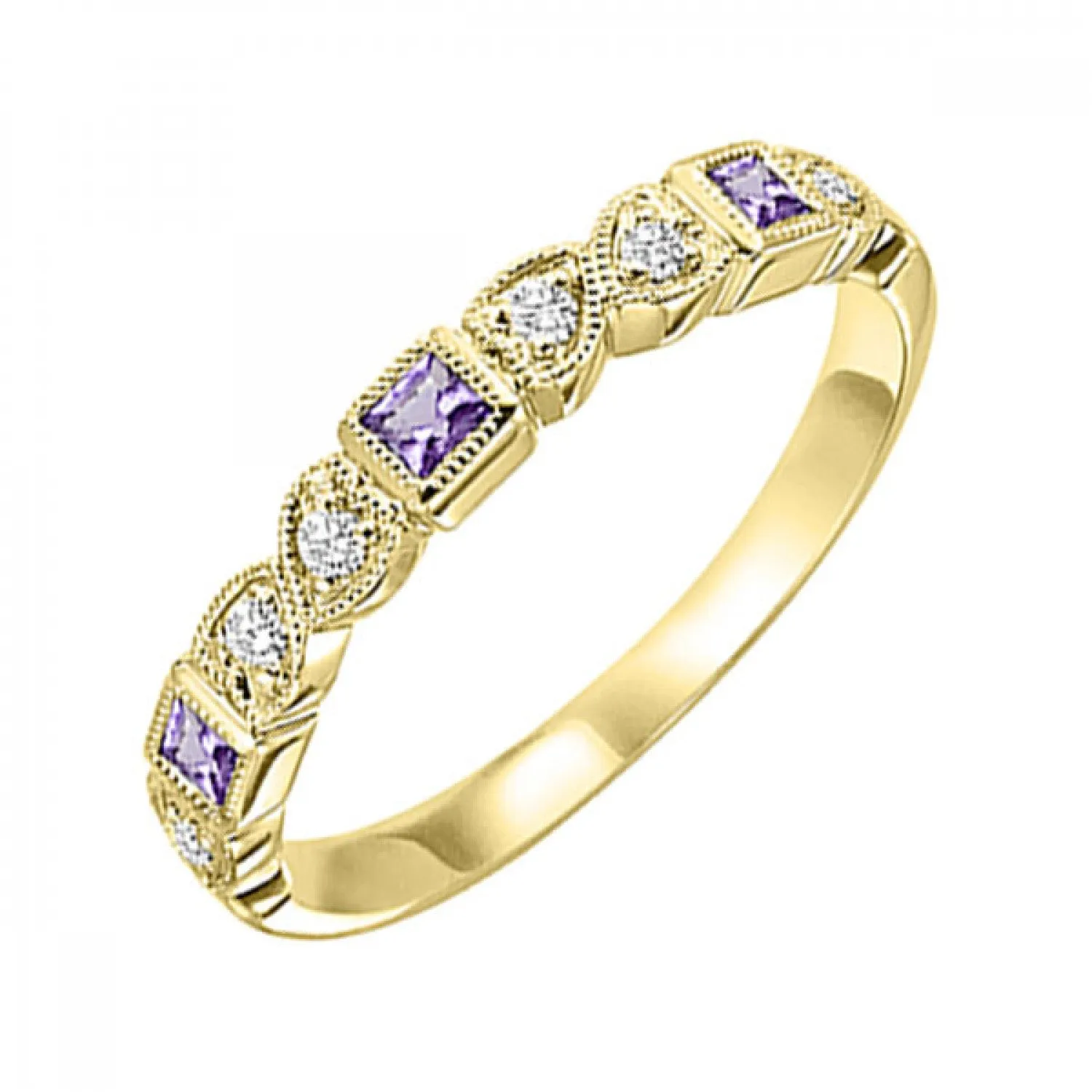 10KT Stackable Princess Cut Gemstone Ring