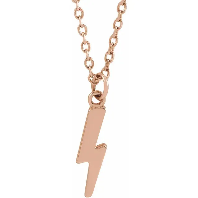 14K Gold Lightening Bolt Pendant Necklace
