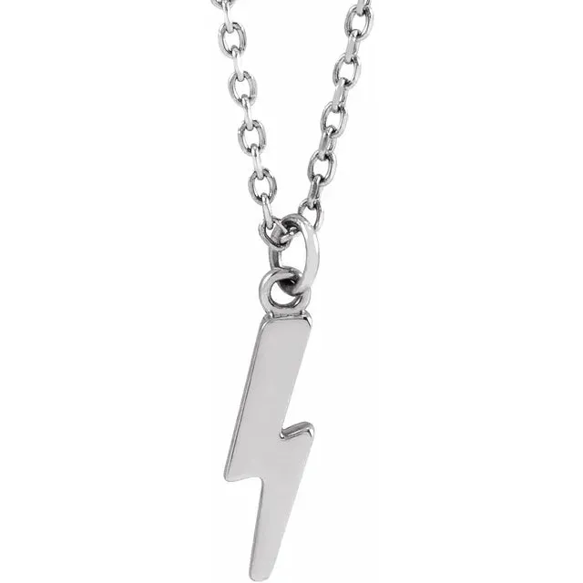 14K Gold Lightening Bolt Pendant Necklace