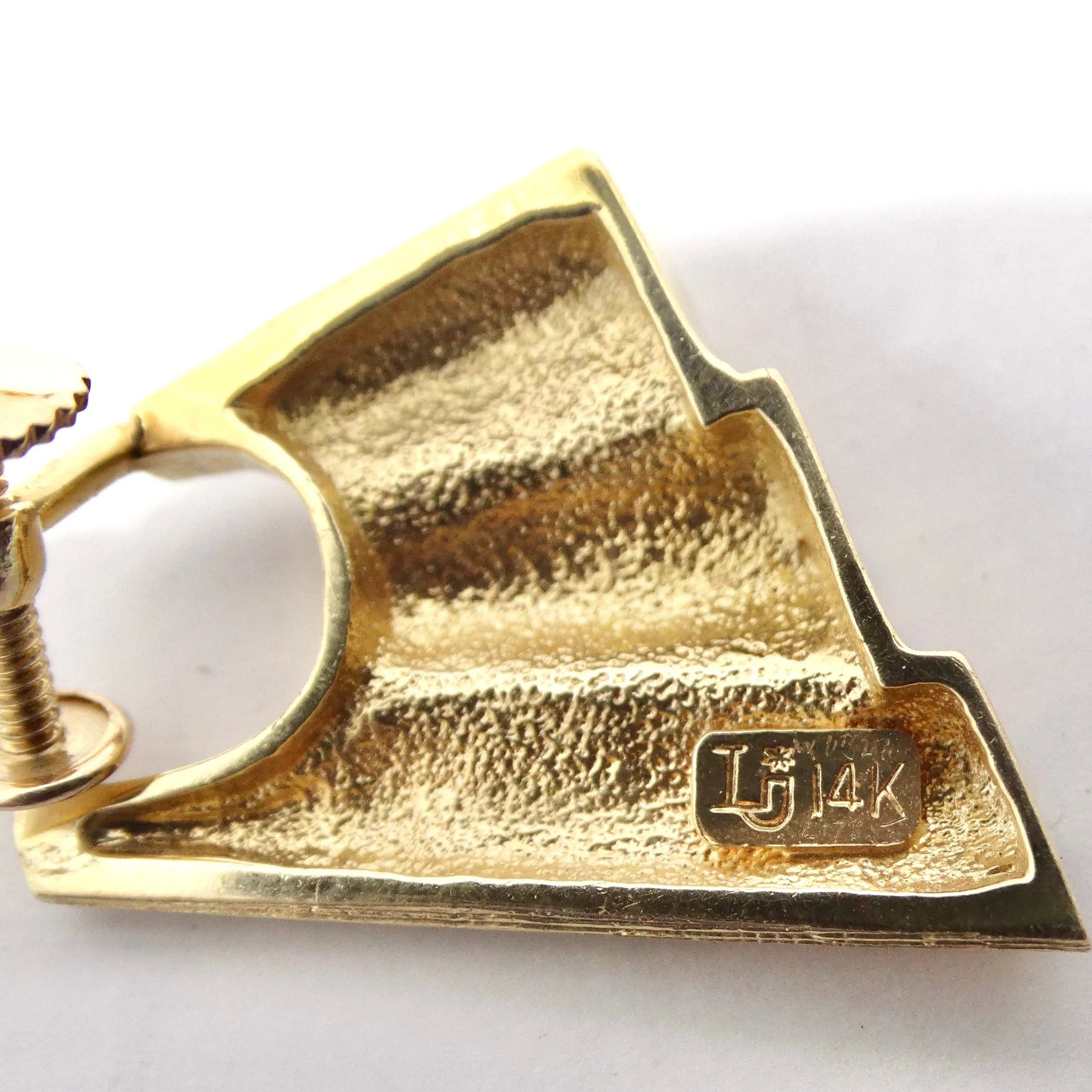 14K Gold Mid Century Clip On Earrings