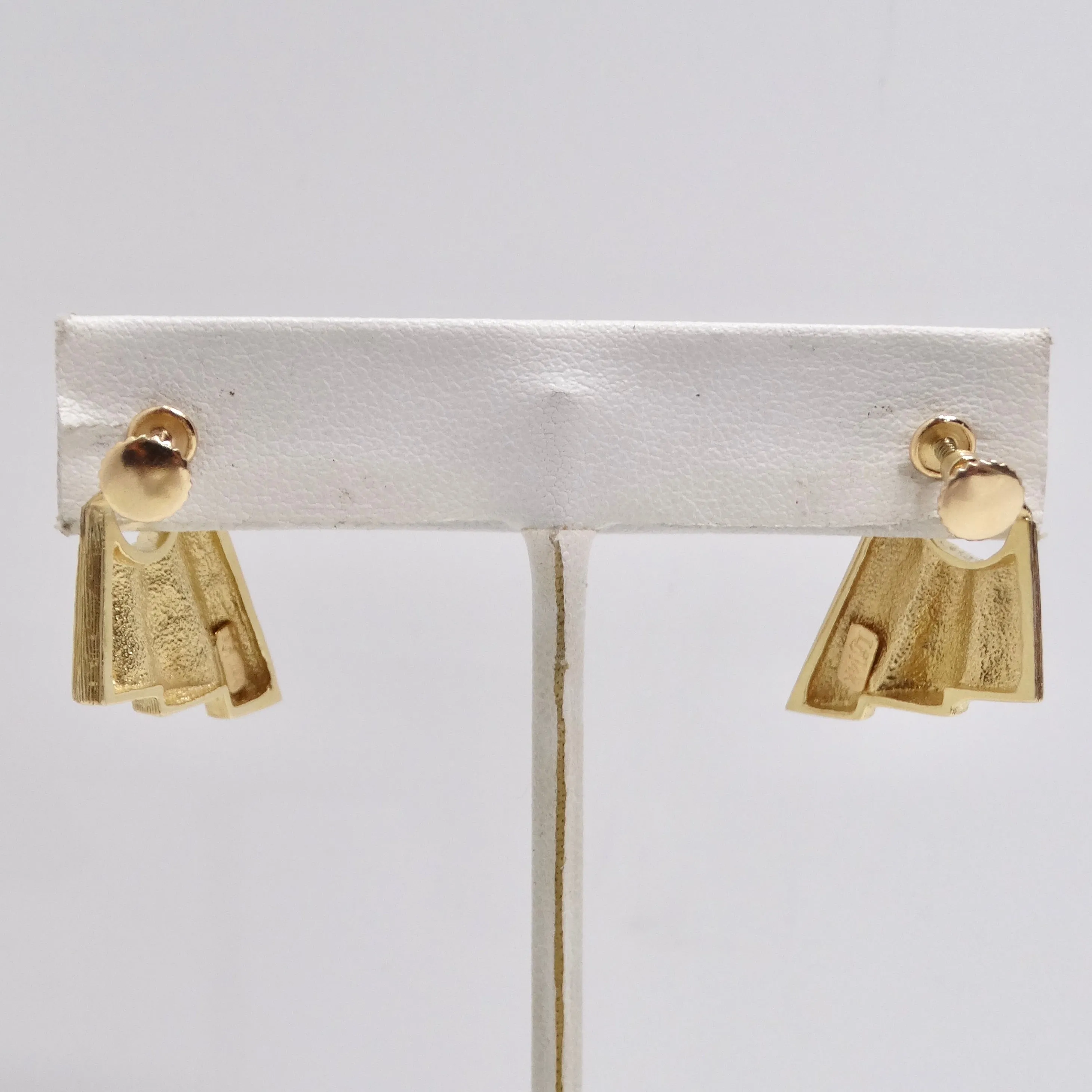 14K Gold Mid Century Clip On Earrings