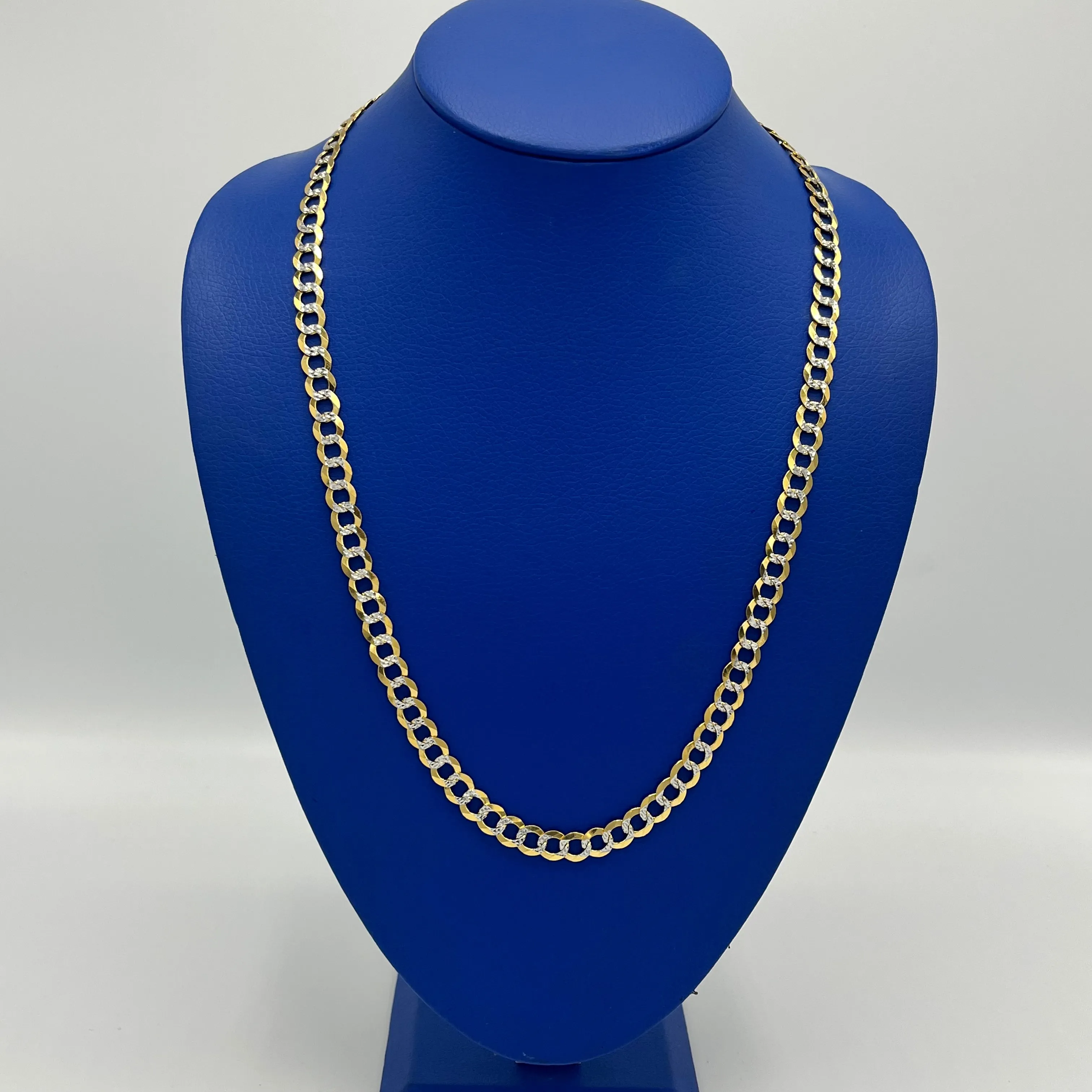 14K Solid Classic Flat Cuban Chain Two Tones \\ 8.3 mm - 26” \\