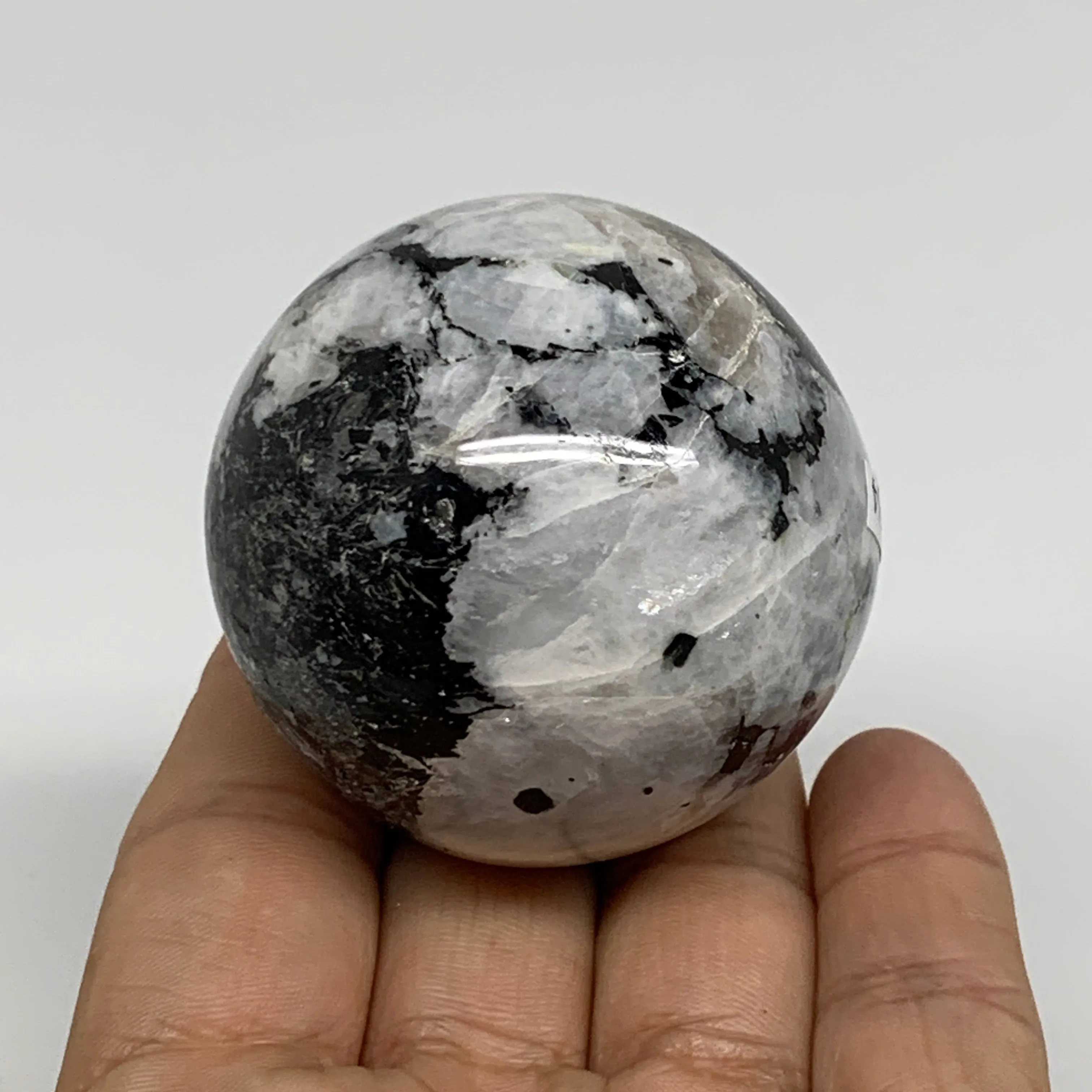178.2g, 2"(50mm), Natural Rainbow Moonstone Sphere Ball Gemstone, B34314