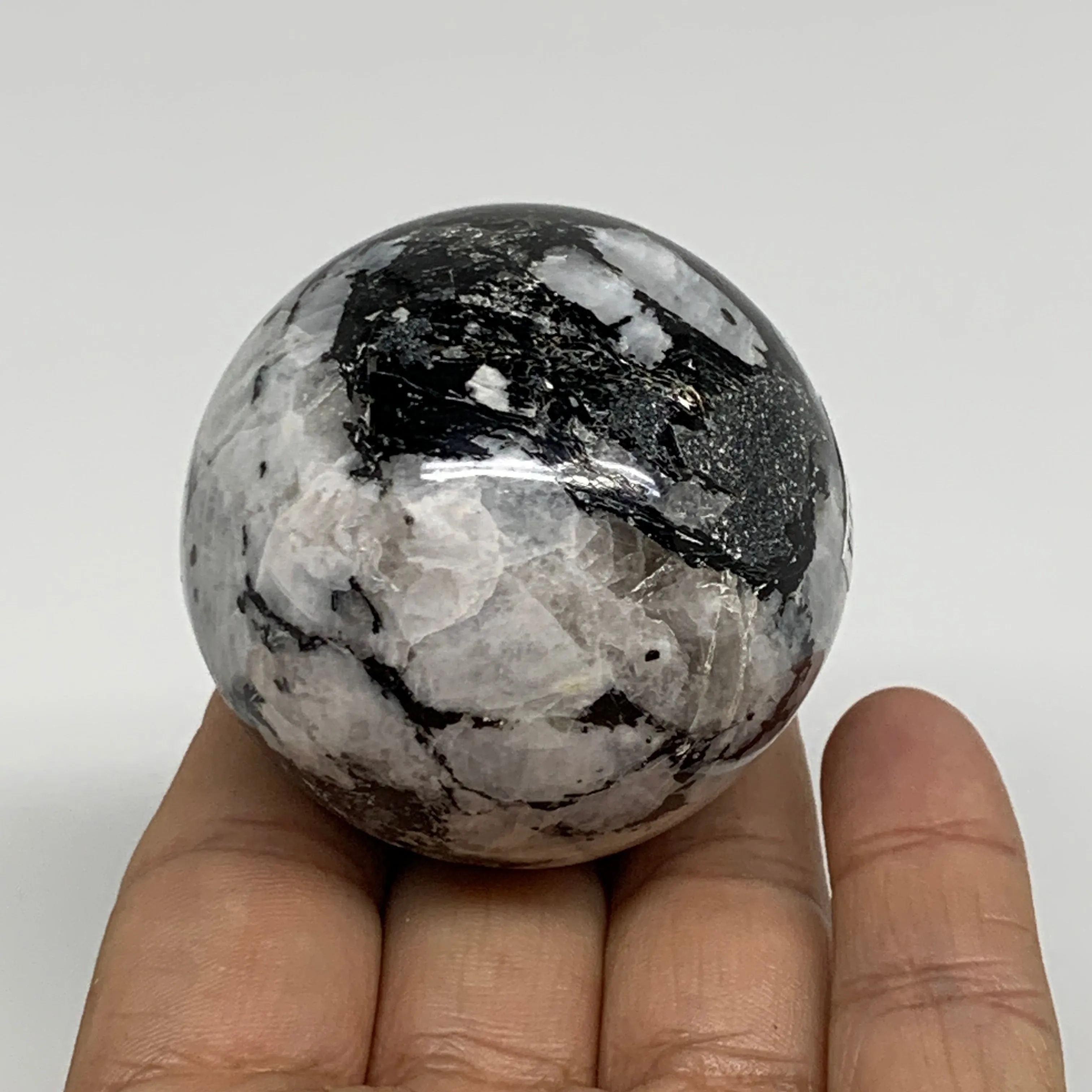 178.2g, 2"(50mm), Natural Rainbow Moonstone Sphere Ball Gemstone, B34314