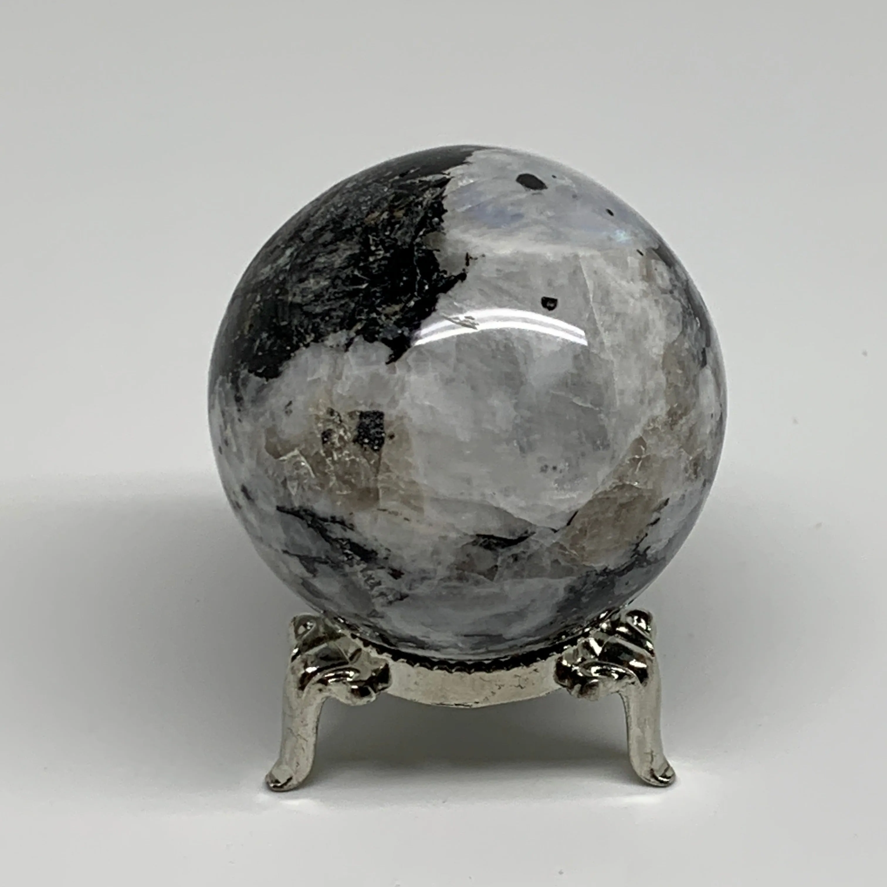 178.2g, 2"(50mm), Natural Rainbow Moonstone Sphere Ball Gemstone, B34314