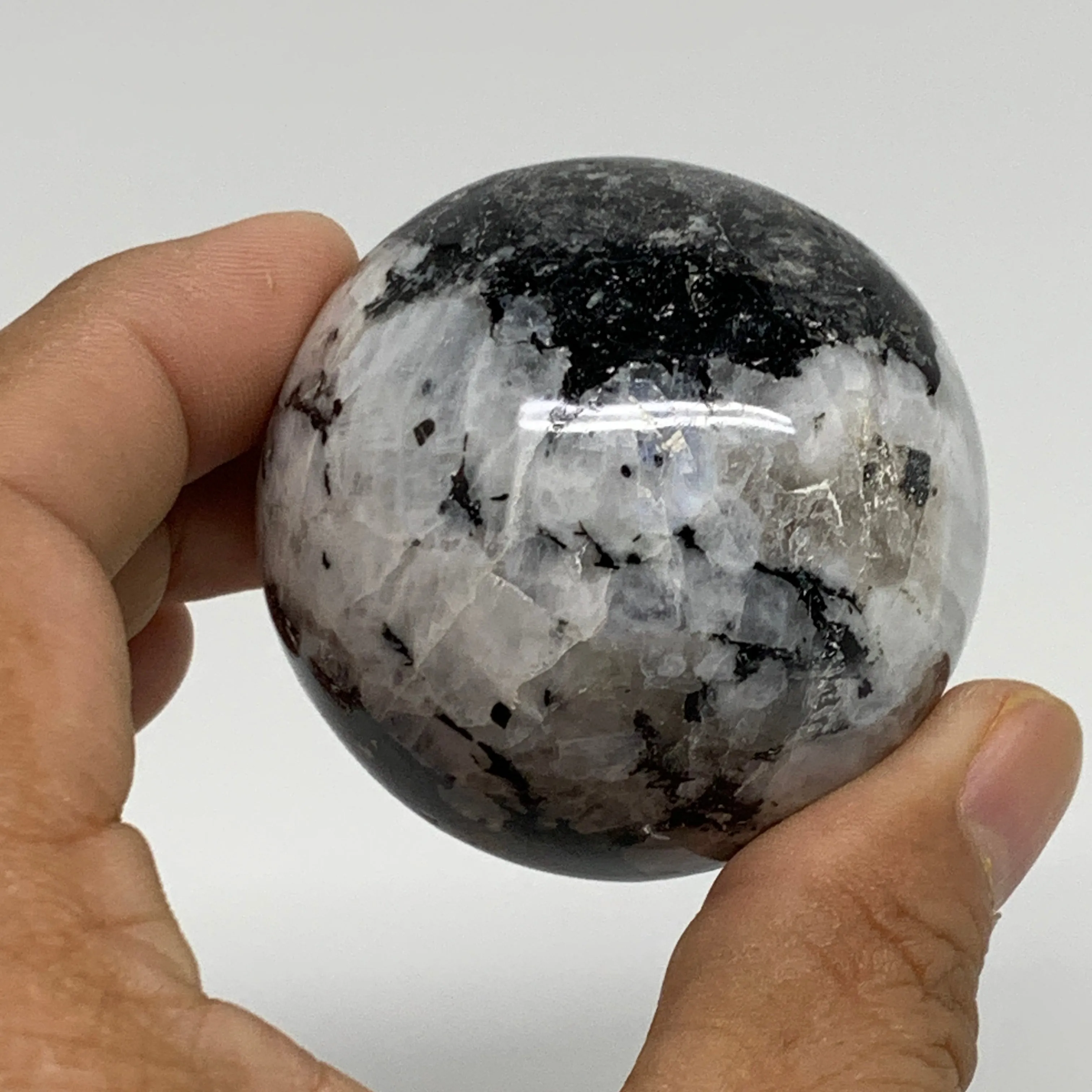 178.2g, 2"(50mm), Natural Rainbow Moonstone Sphere Ball Gemstone, B34314