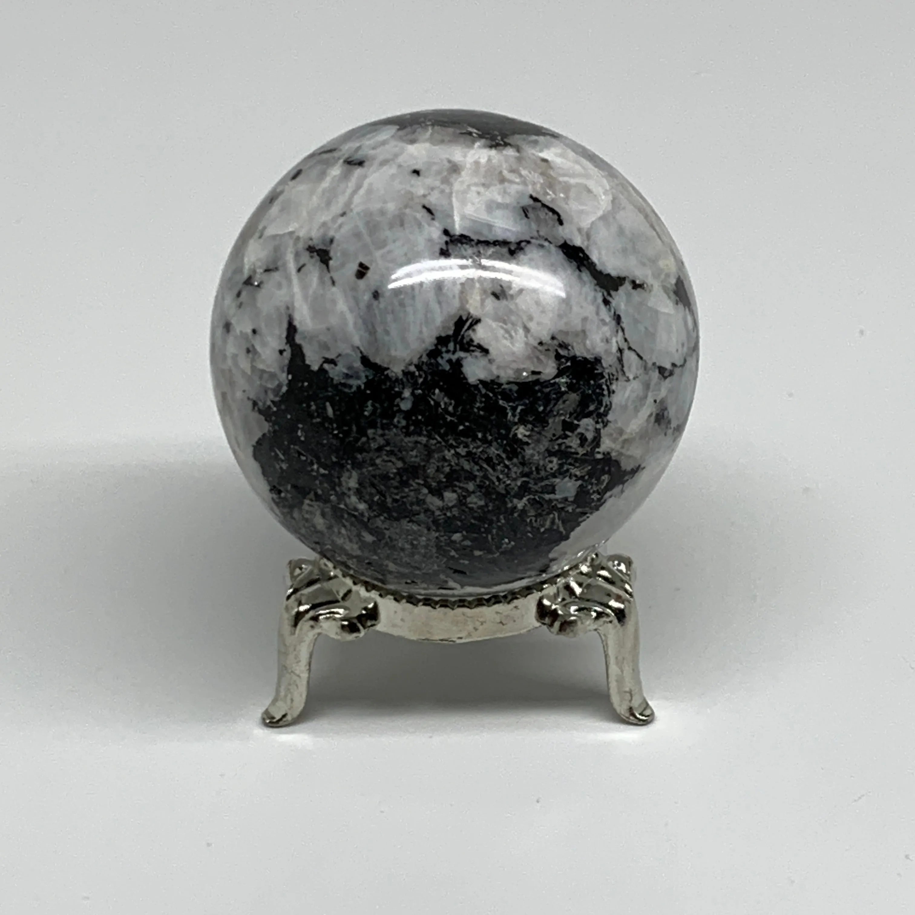 178.2g, 2"(50mm), Natural Rainbow Moonstone Sphere Ball Gemstone, B34314