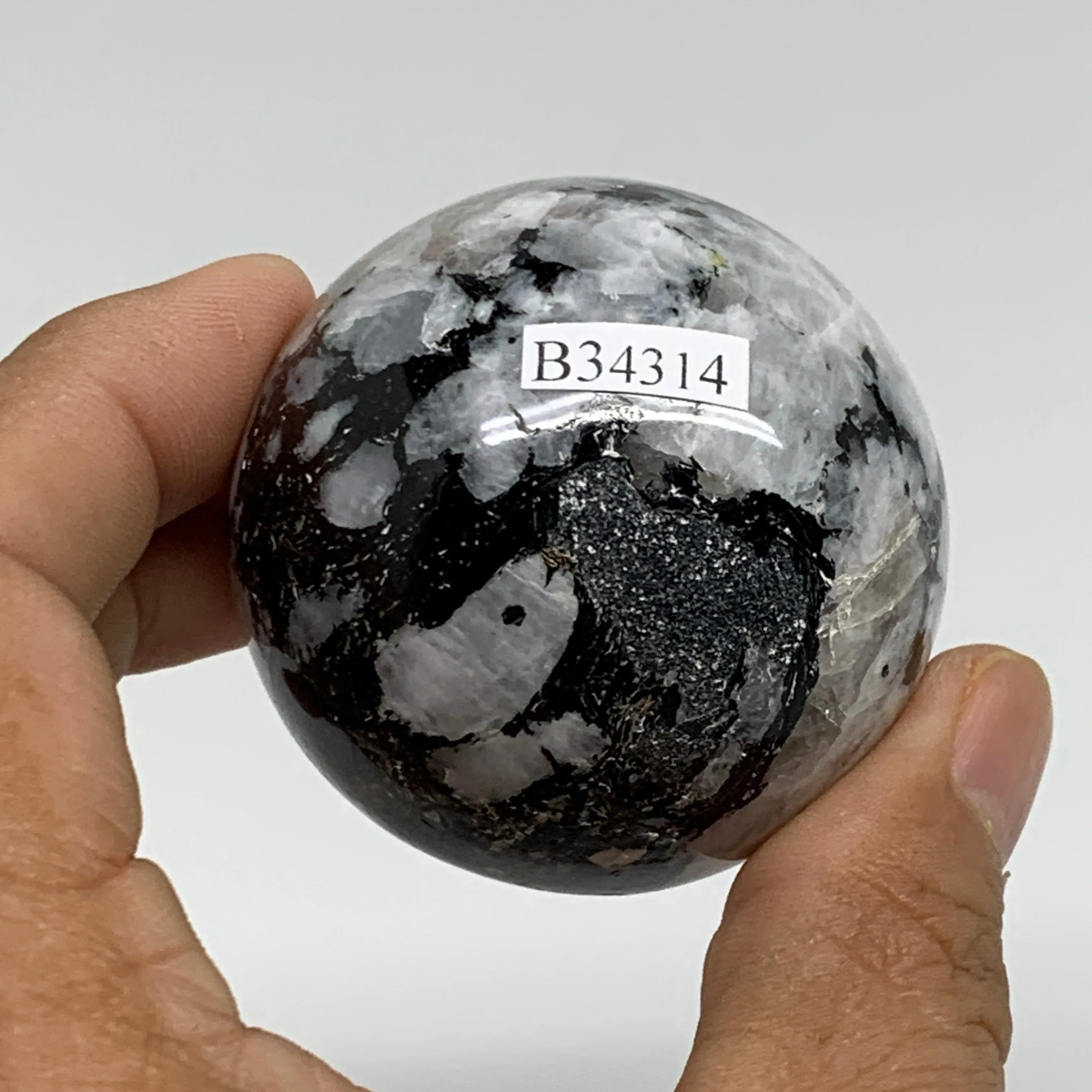 178.2g, 2"(50mm), Natural Rainbow Moonstone Sphere Ball Gemstone, B34314