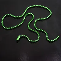 17in 2mm Ball Chain Necklace w/snap, Green, pack of 6