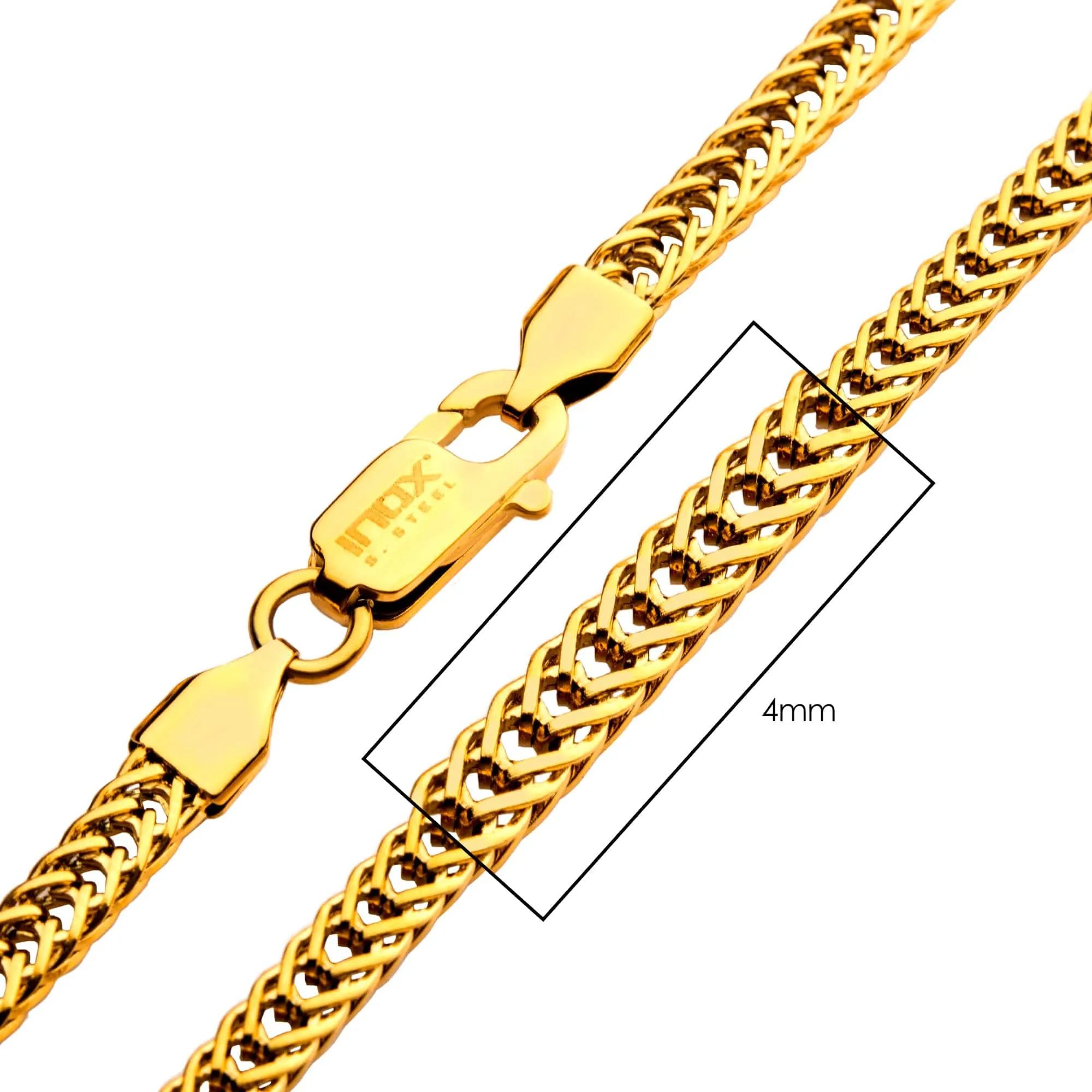18K Gold Plated Stainless Steel 4mm Foxtail Chain