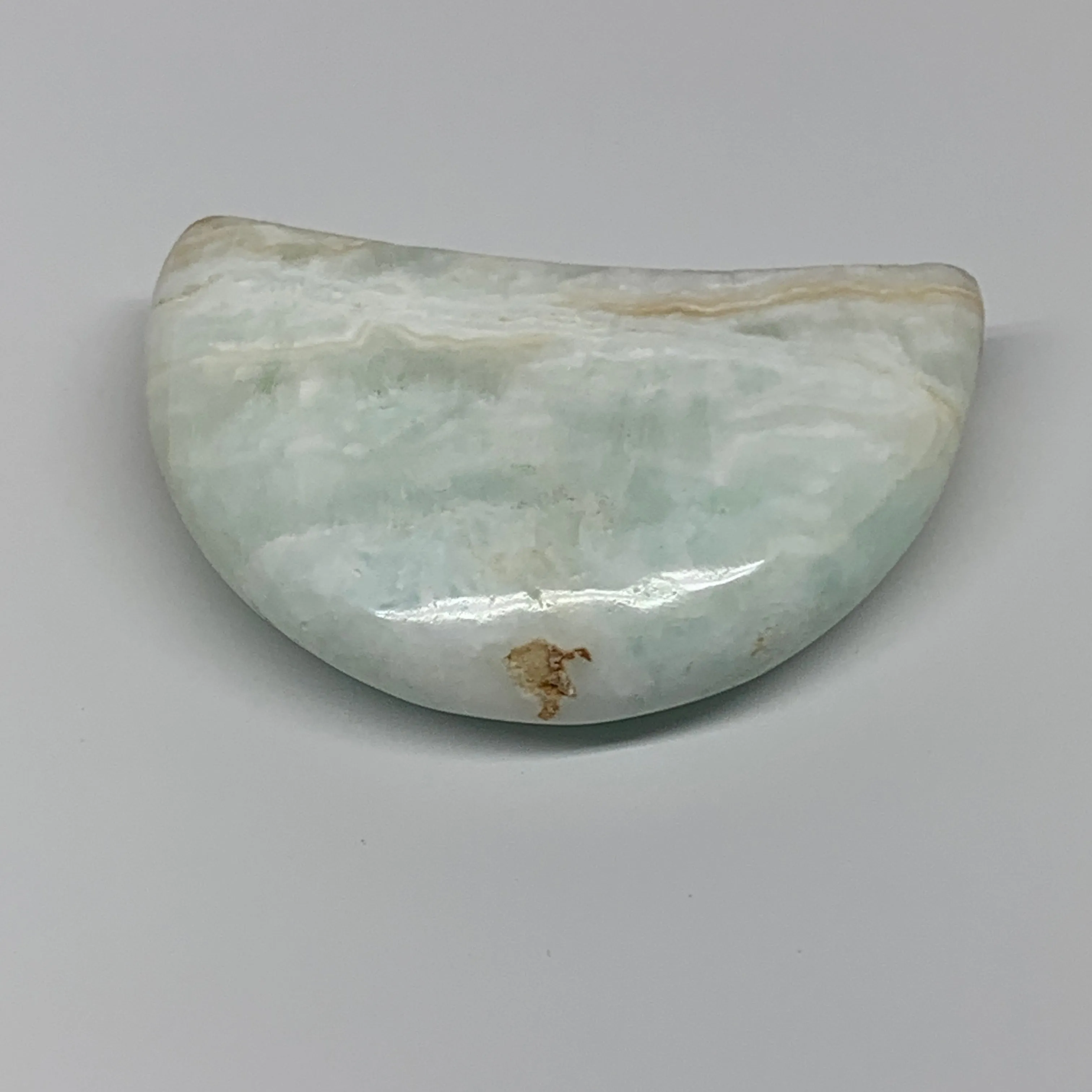 190g, 3.5"x2"x0.9", Caribbean Calcite Moon Crescent Gemstone, B33615