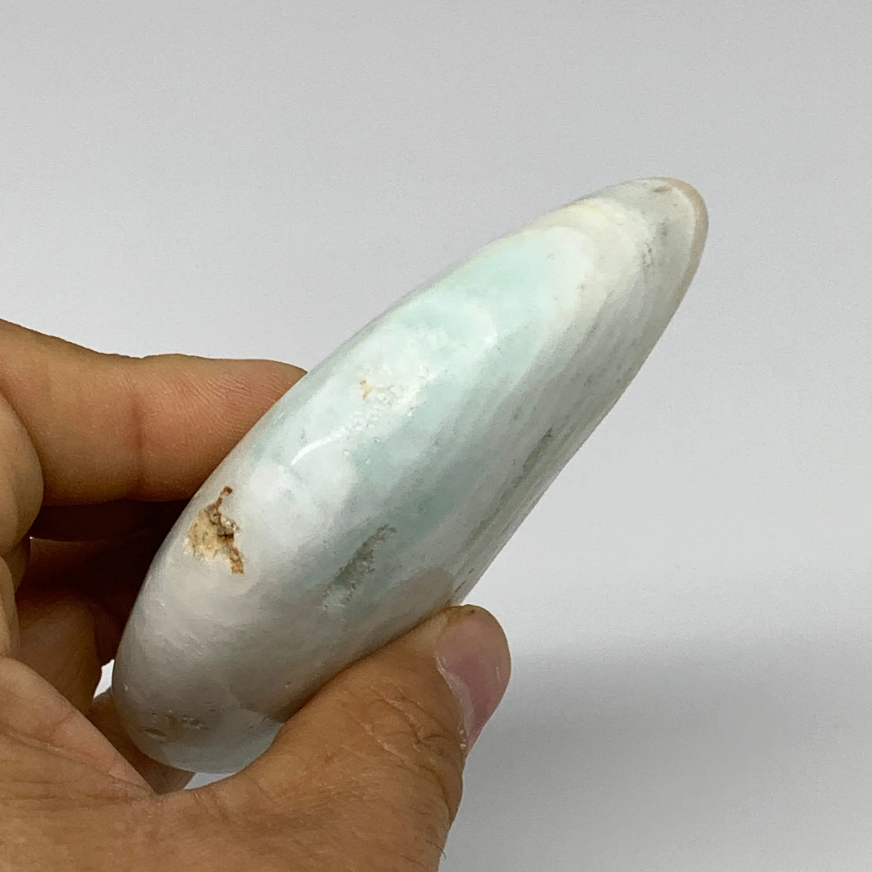 190g, 3.5"x2"x0.9", Caribbean Calcite Moon Crescent Gemstone, B33615