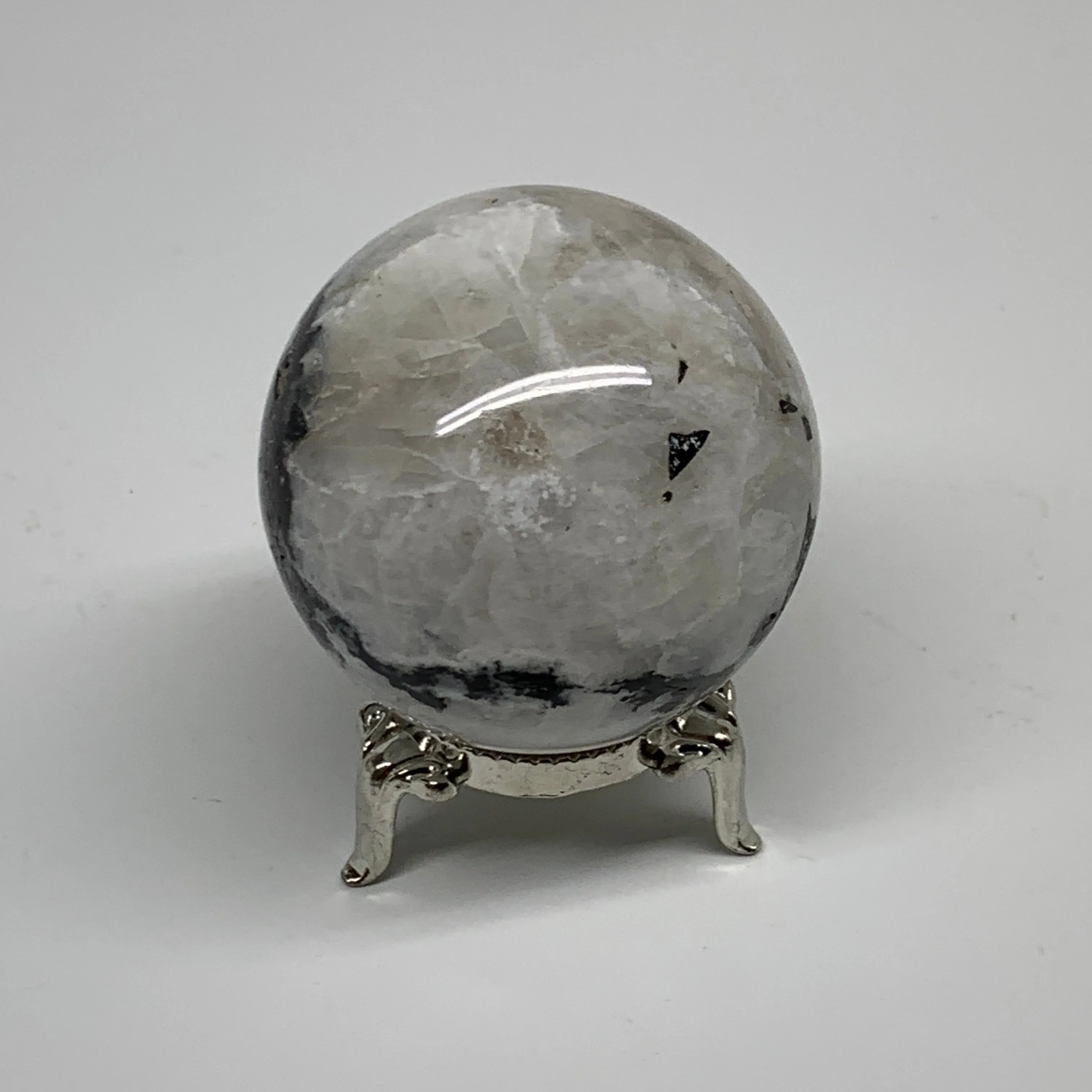198g, 2.1"(52mm), Natural Rainbow Moonstone Sphere Ball Gemstone, B34245
