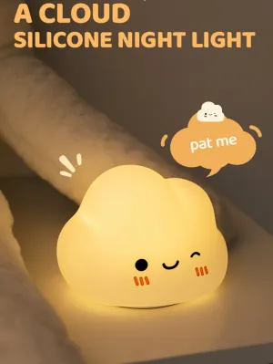 1pcs Cute Cloud Silicone LED Night Light for Bedside, Atmosphere Lamp, Baby Sleep Companion, Nursing Nightlight, Soothing Warm Glow, Easy Operation, Touch to Illuminate, Soft Silicone Material