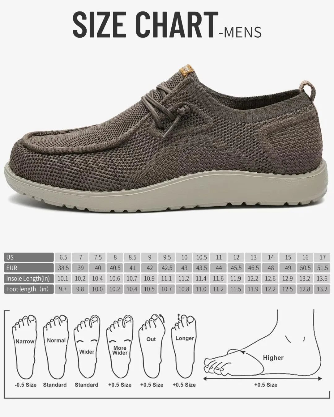 1TAZERO Men Wide Width Slip On Shoes Loafer with Arch Support Insoles Men Casual Shoes for Plantar Fasciiti with Arch Support