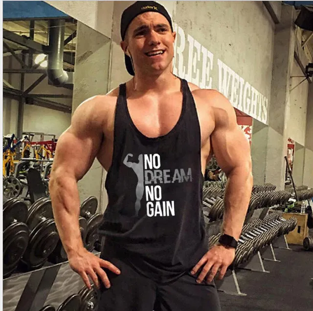 2019 New Brand arrival Men Gym Muscle Bodybuilding Sleeveless Shirt Hot Sale Tank Top Singlet Fitness Sport Print Vest Black