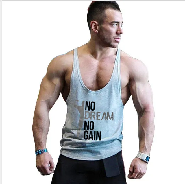 2019 New Brand arrival Men Gym Muscle Bodybuilding Sleeveless Shirt Hot Sale Tank Top Singlet Fitness Sport Print Vest Black