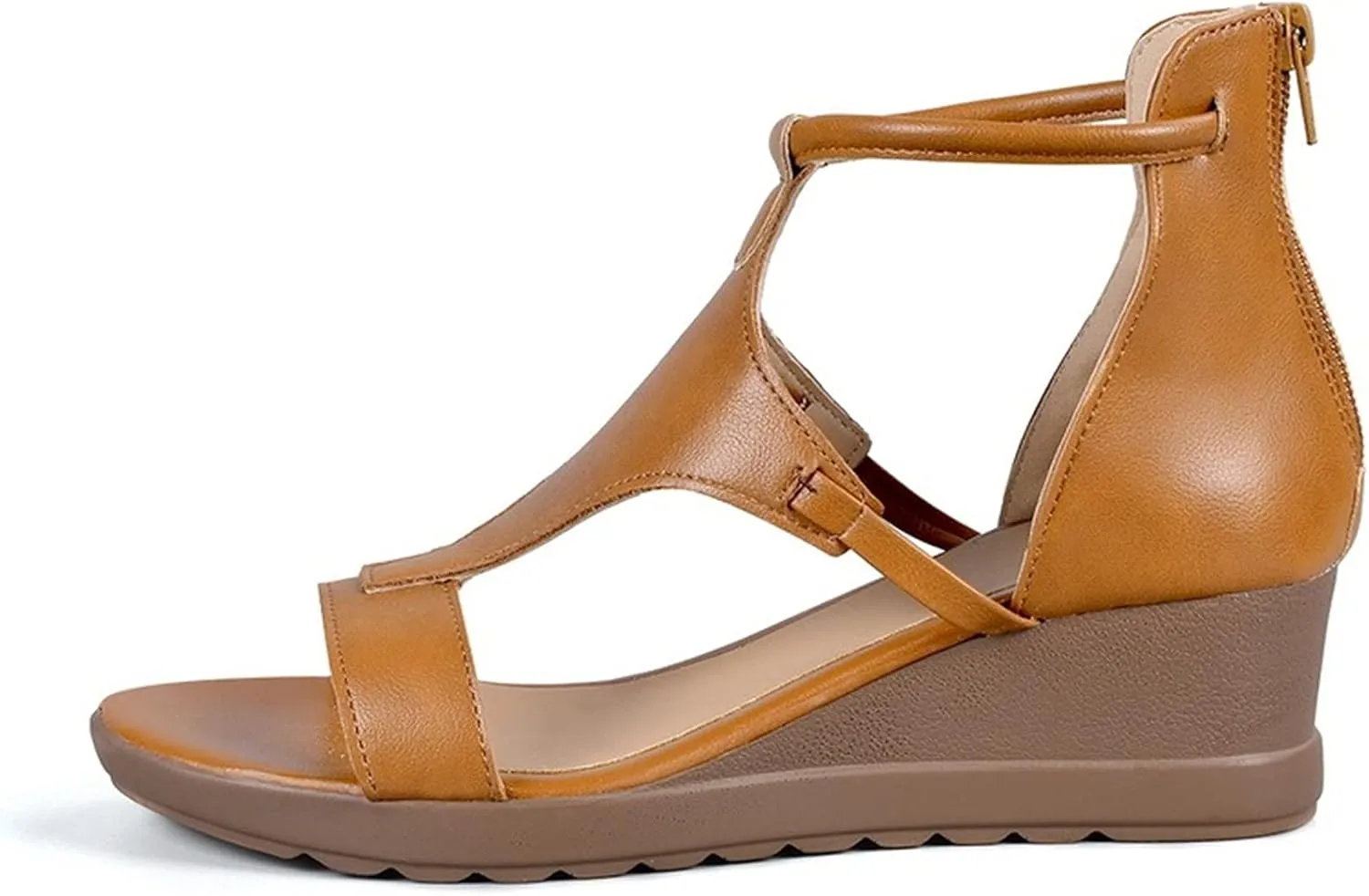 2022 Summer New Women's Metal Decor Feature Pattern Wedge Flip-Flops,Flip Flops Wedge Sandals with Arch Support Corrective,Brown,US9/EU41