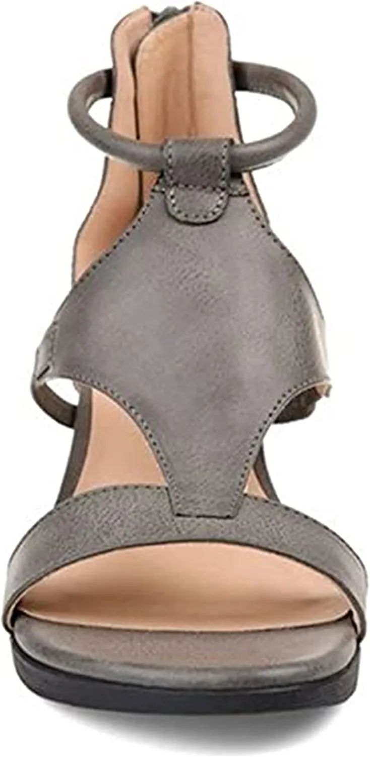2022 Summer New Women's Metal Decor Feature Pattern Wedge Flip-Flops,Flip Flops Wedge Sandals with Arch Support Corrective,Brown,US9/EU41
