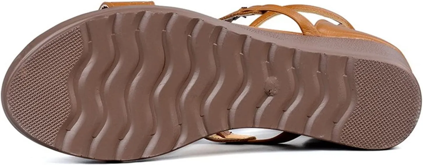 2022 Summer New Women's Metal Decor Feature Pattern Wedge Flip-Flops,Flip Flops Wedge Sandals with Arch Support Corrective,Brown,US9/EU41