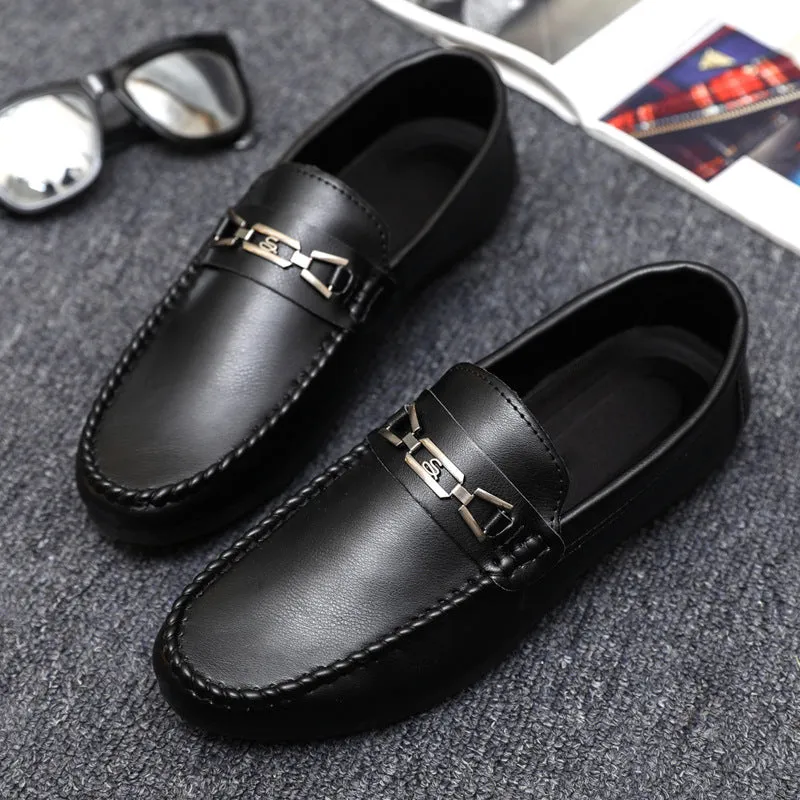 2024 new summer casual lightweight beanie shoes men's loafers street shooting spirit guy leather waterproof men's shoes