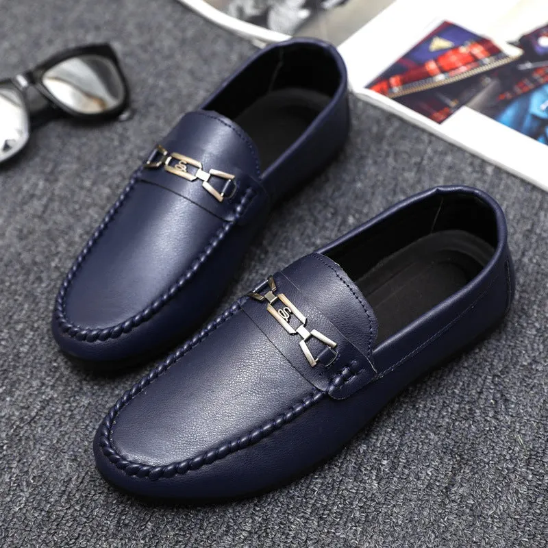 2024 new summer casual lightweight beanie shoes men's loafers street shooting spirit guy leather waterproof men's shoes