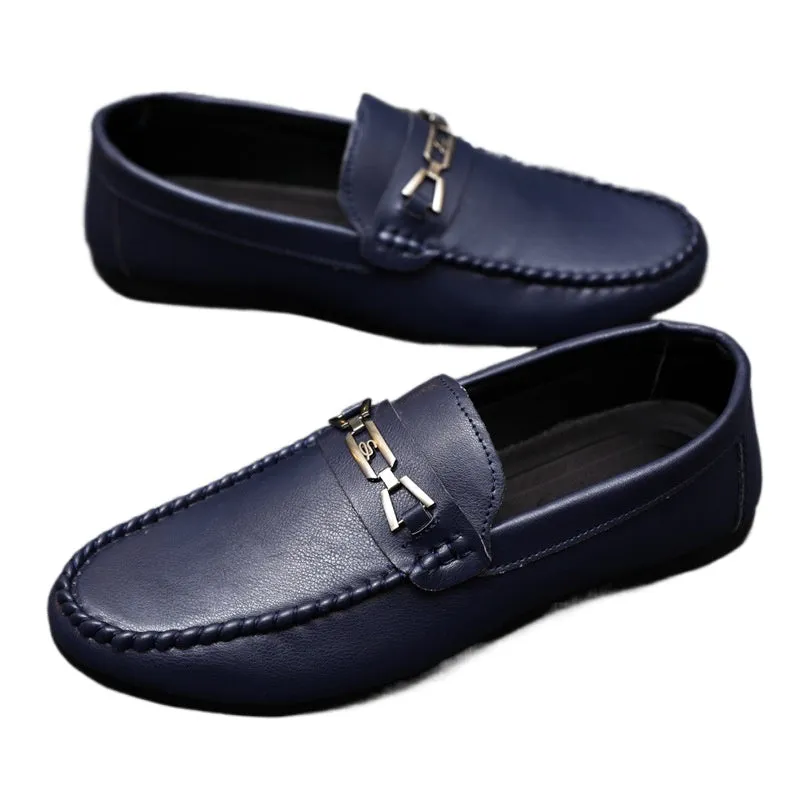 2024 new summer casual lightweight beanie shoes men's loafers street shooting spirit guy leather waterproof men's shoes