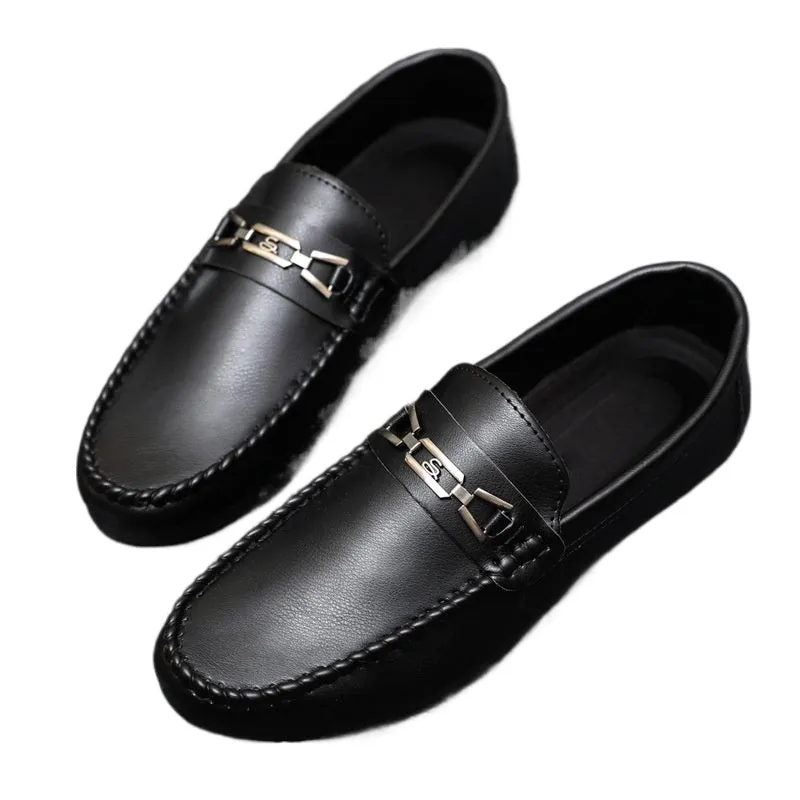 2024 new summer casual lightweight beanie shoes men's loafers street shooting spirit guy leather waterproof men's shoes